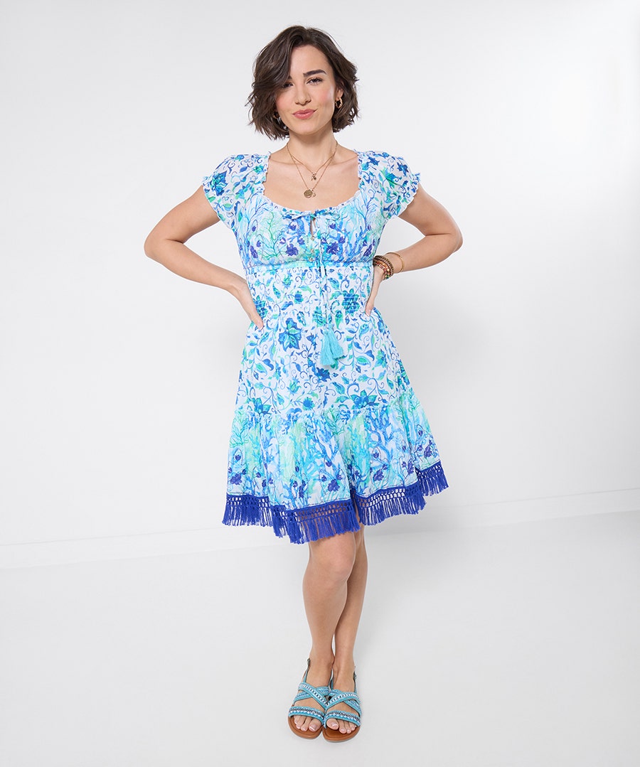 Women's Ocean Blue Sequin and Embroidered Dress - Size - by Joe Browns