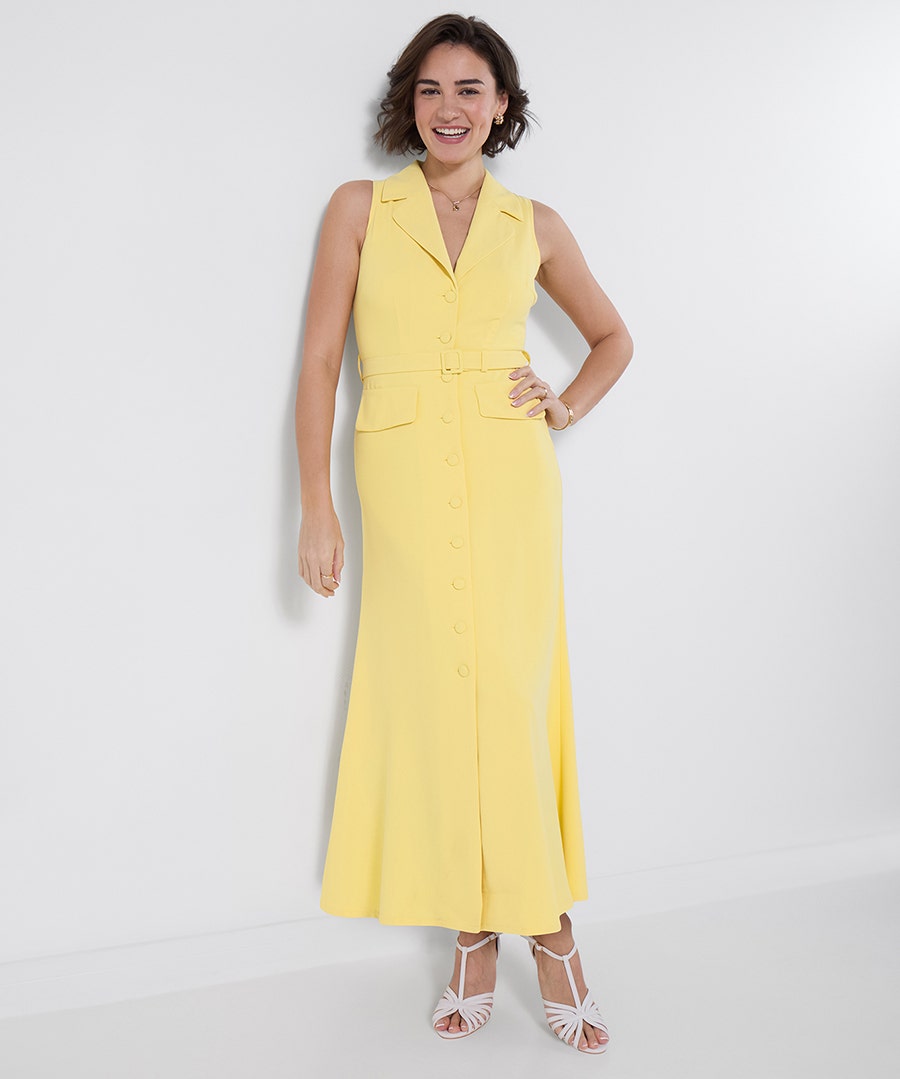 Women's Riviera Button Through Dress - Size - Yellow - by Joe Browns