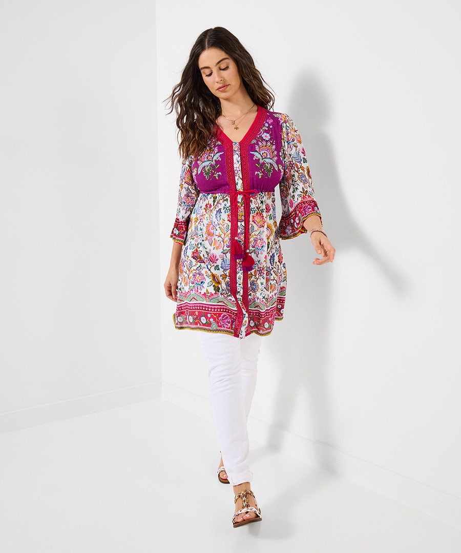 Women's Ultimate Boho Tunic Dress - Size - White - by Joe Browns