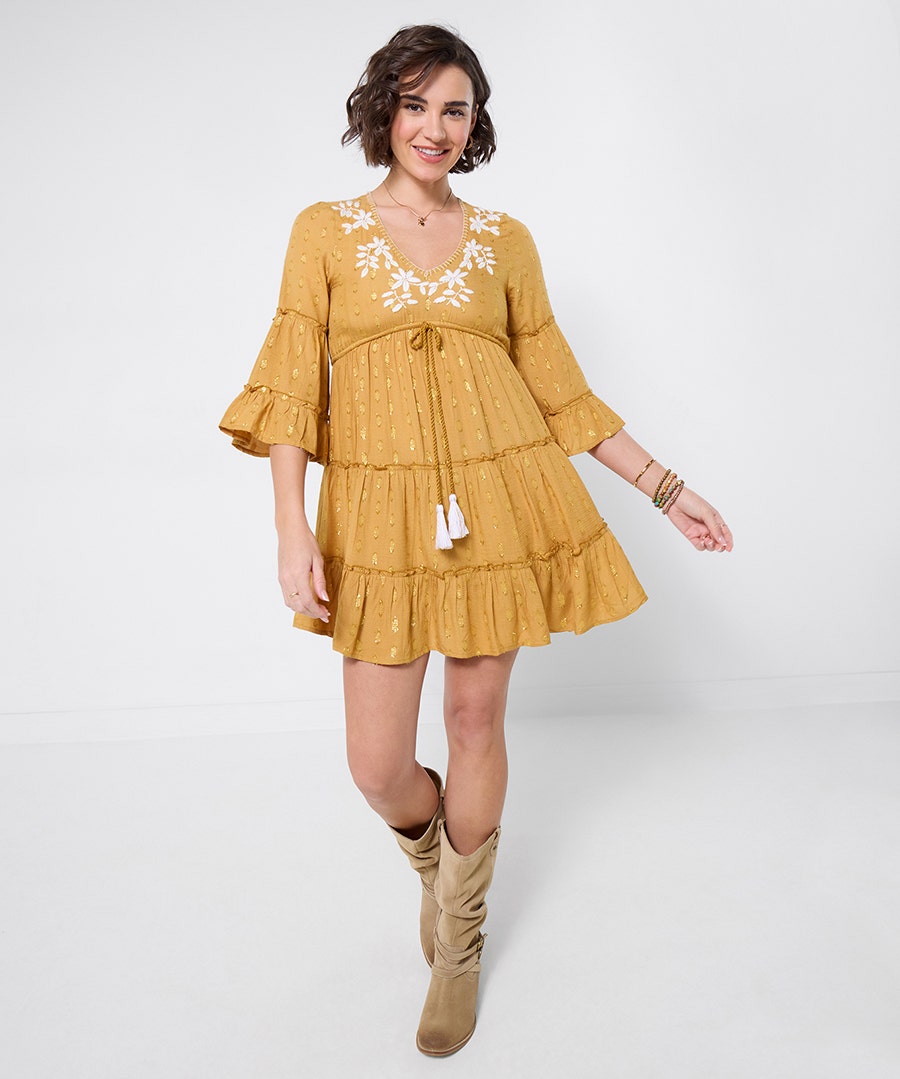 Women's Sunset Dreams Tunic Dress - Size - Gold - by Joe Browns