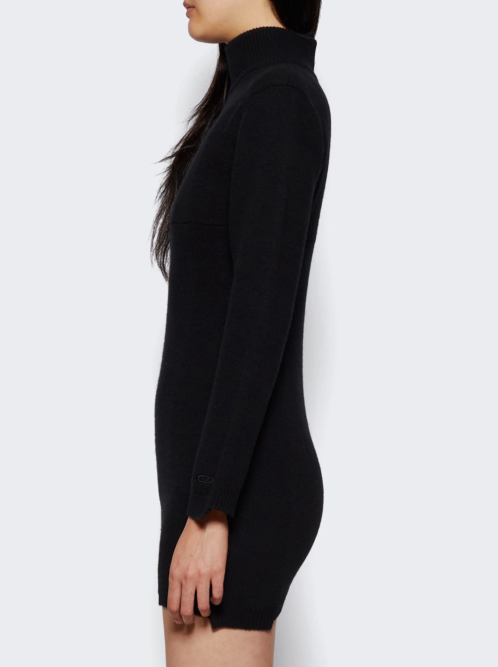 Cut-up Knitted Mini Dress Black