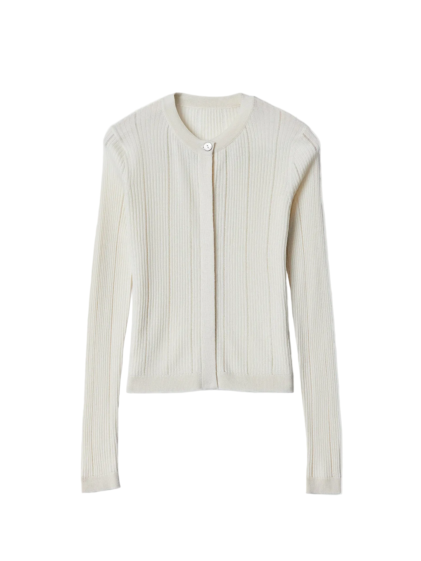 Hidden Button-Front Cashmere Silk Cardigan - Pure White WK-