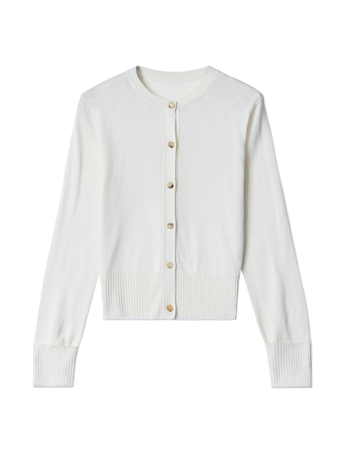 Cashmere Silk Buttoned Cardigan - Pure White WK-