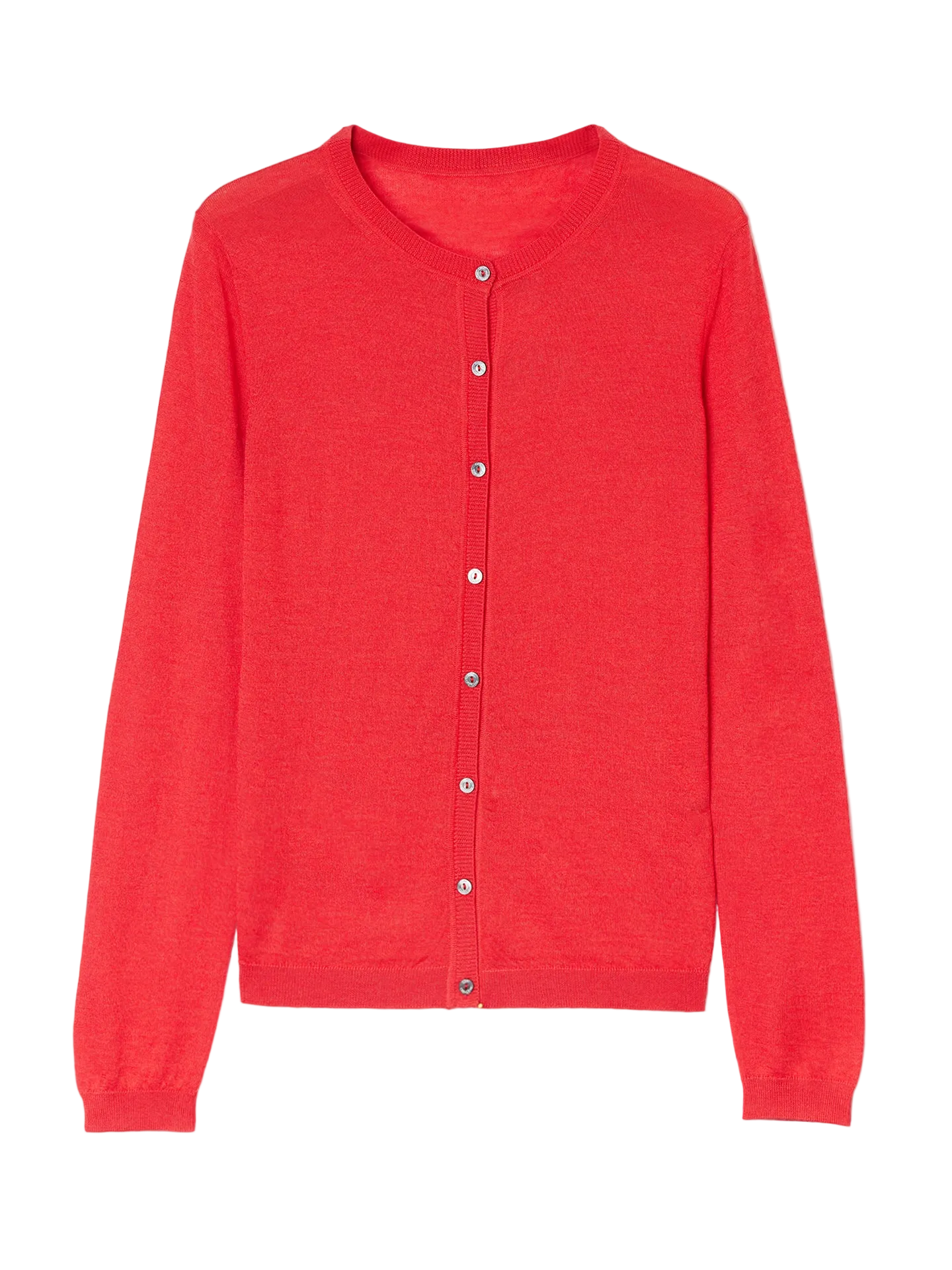 Cashmere-Silk Crew Neck Cardigan - M True Red WKA-