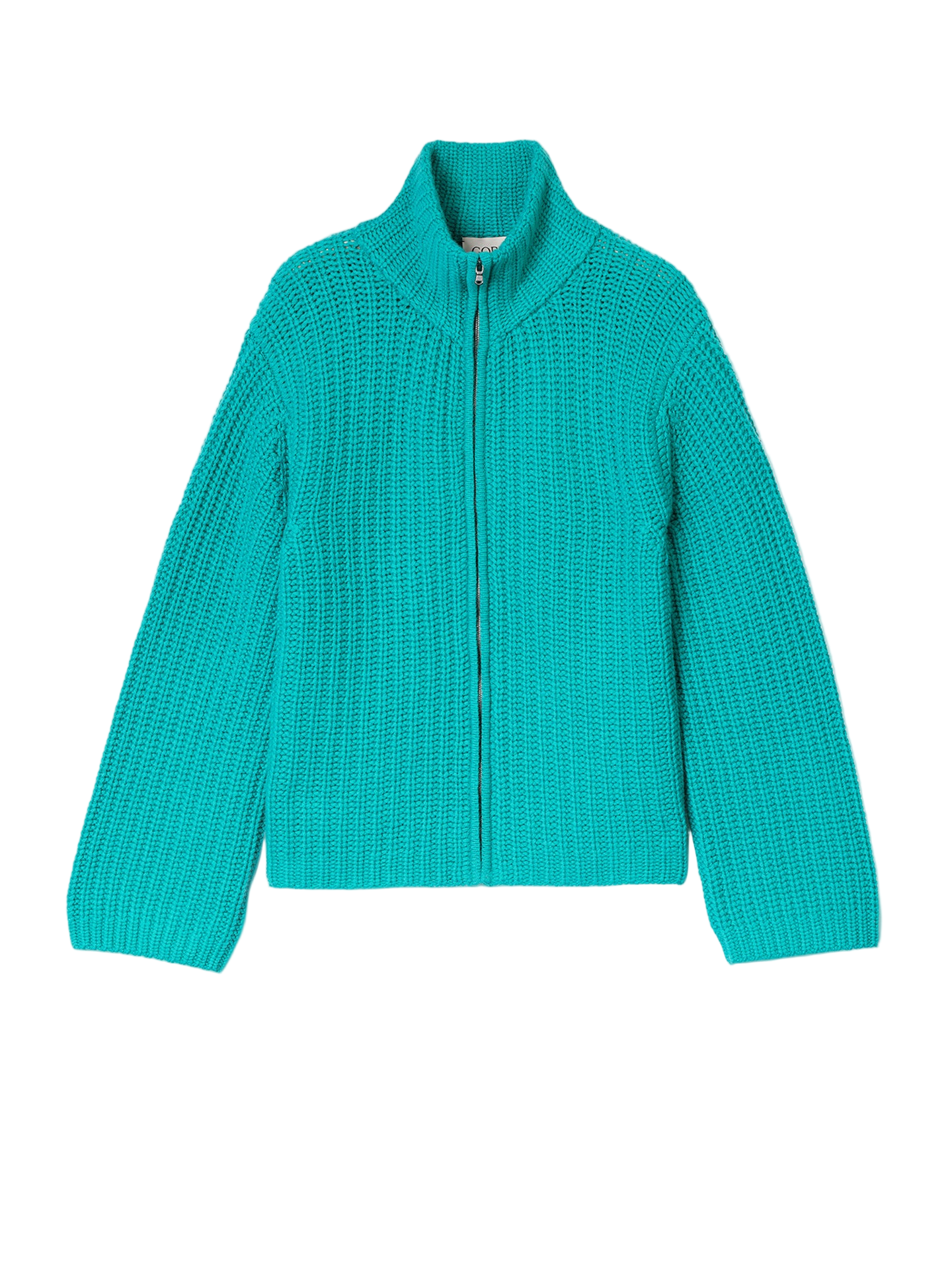 Chunky Cashmere Cardigan with Zipper - L dynasty green WKD-