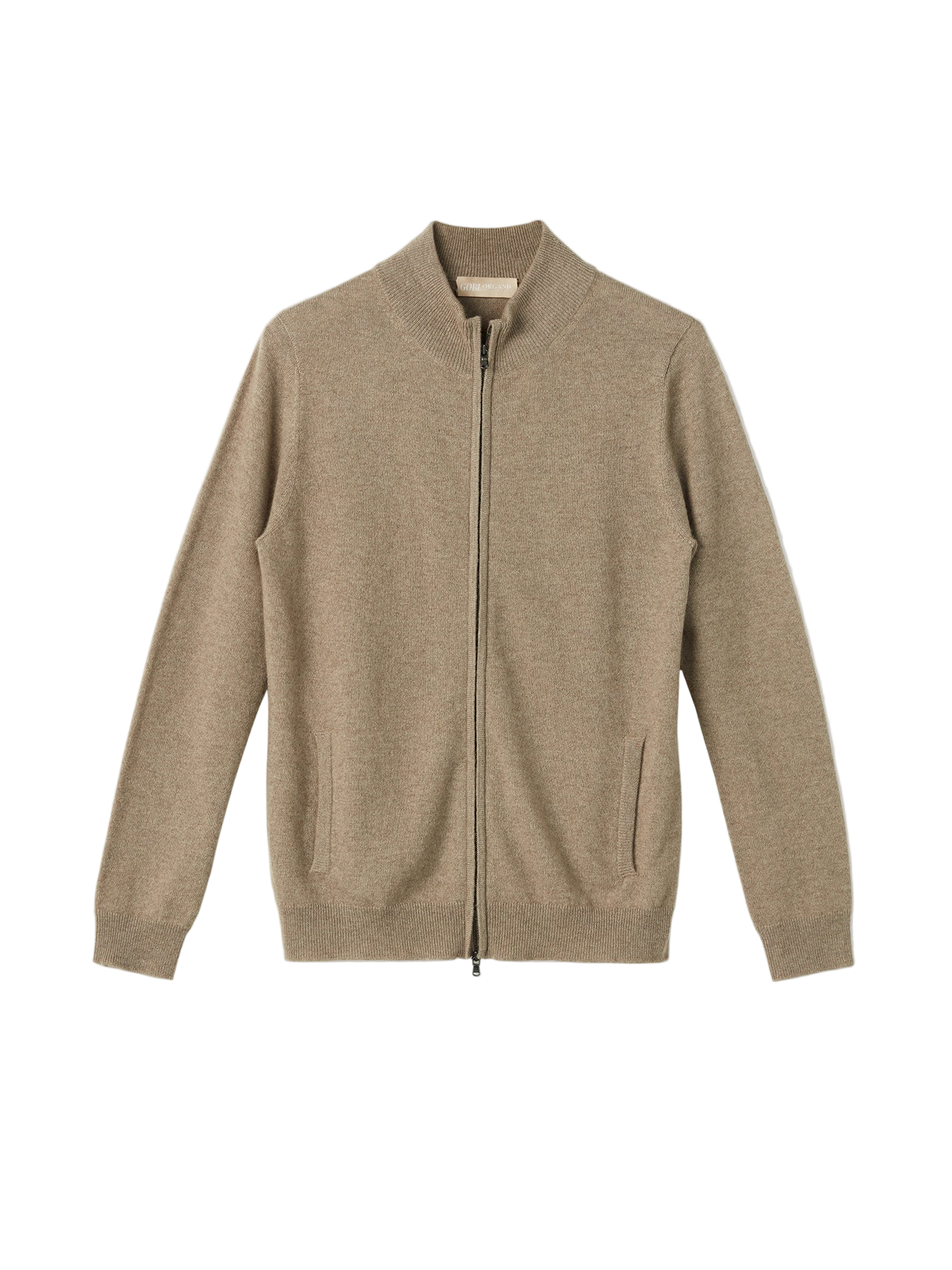 Organic Color Essential Cashmere Full-Zip Cardigan - taupe WK-