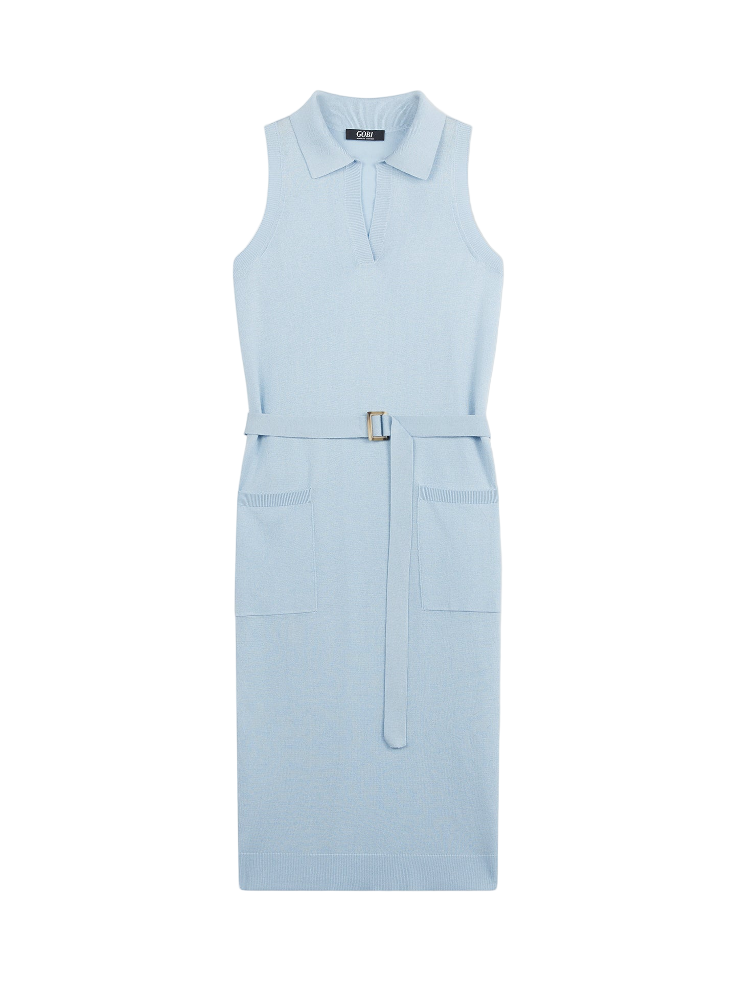Sleeveless Silk Cashmere Polo Dress - X Muted Powder WK-