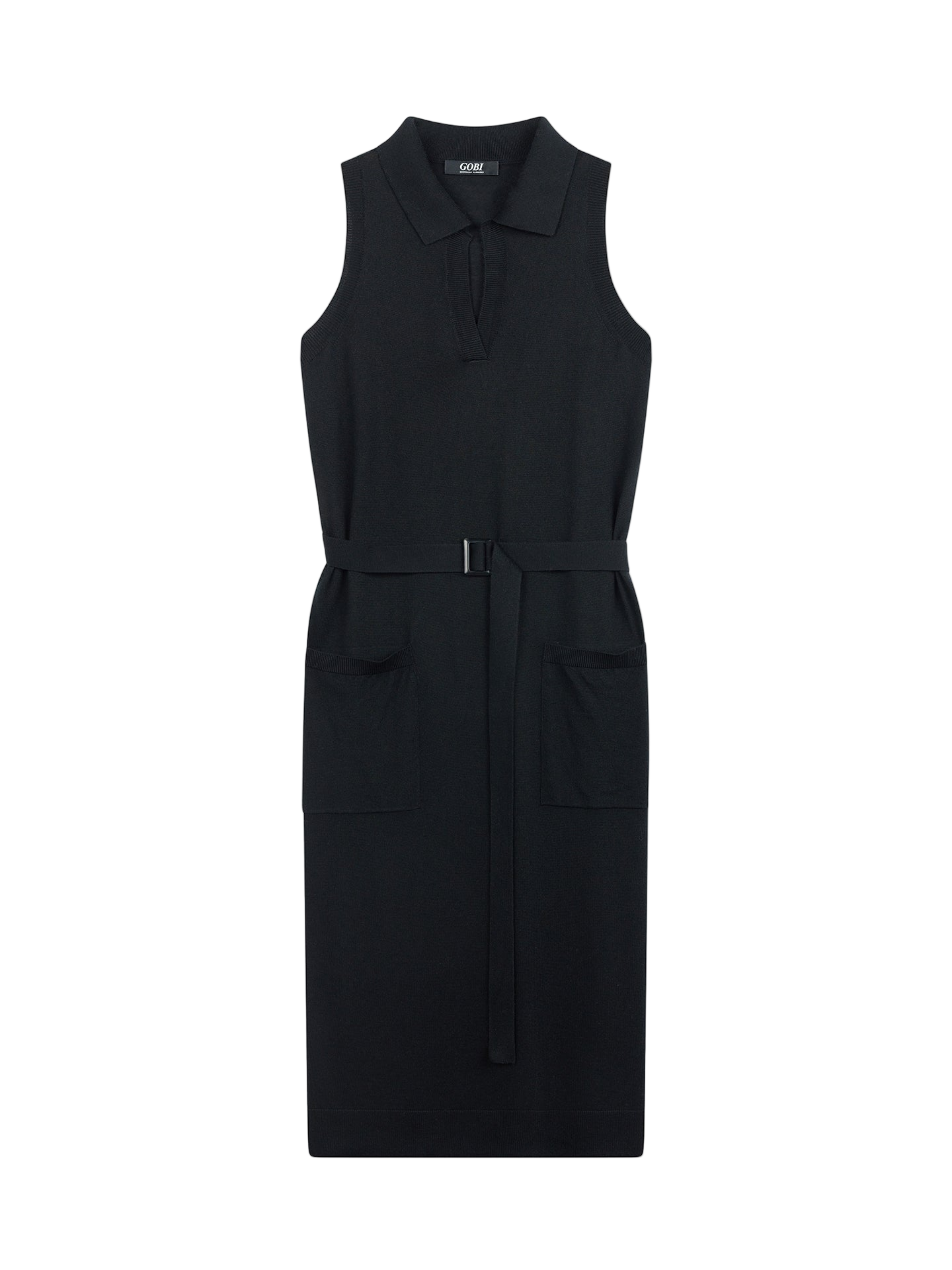 Sleeveless Silk Cashmere Polo Dress - S Black WK-