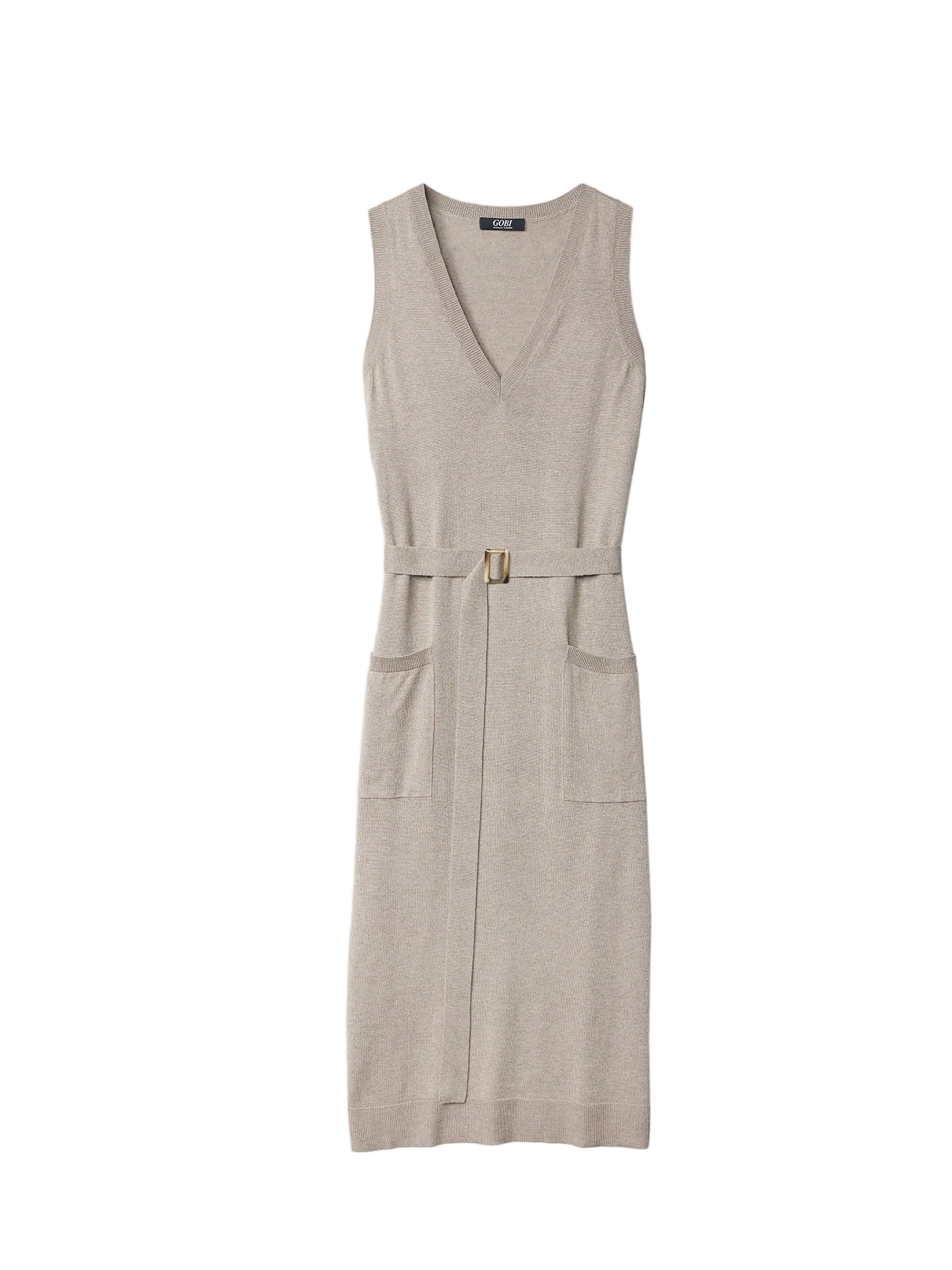V-neck Silk Cashmere Dress - M Warm taupe WK-