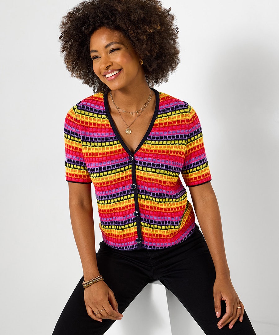 Freya Short Sleeve Cardigan - Size - Red - by Joe Browns