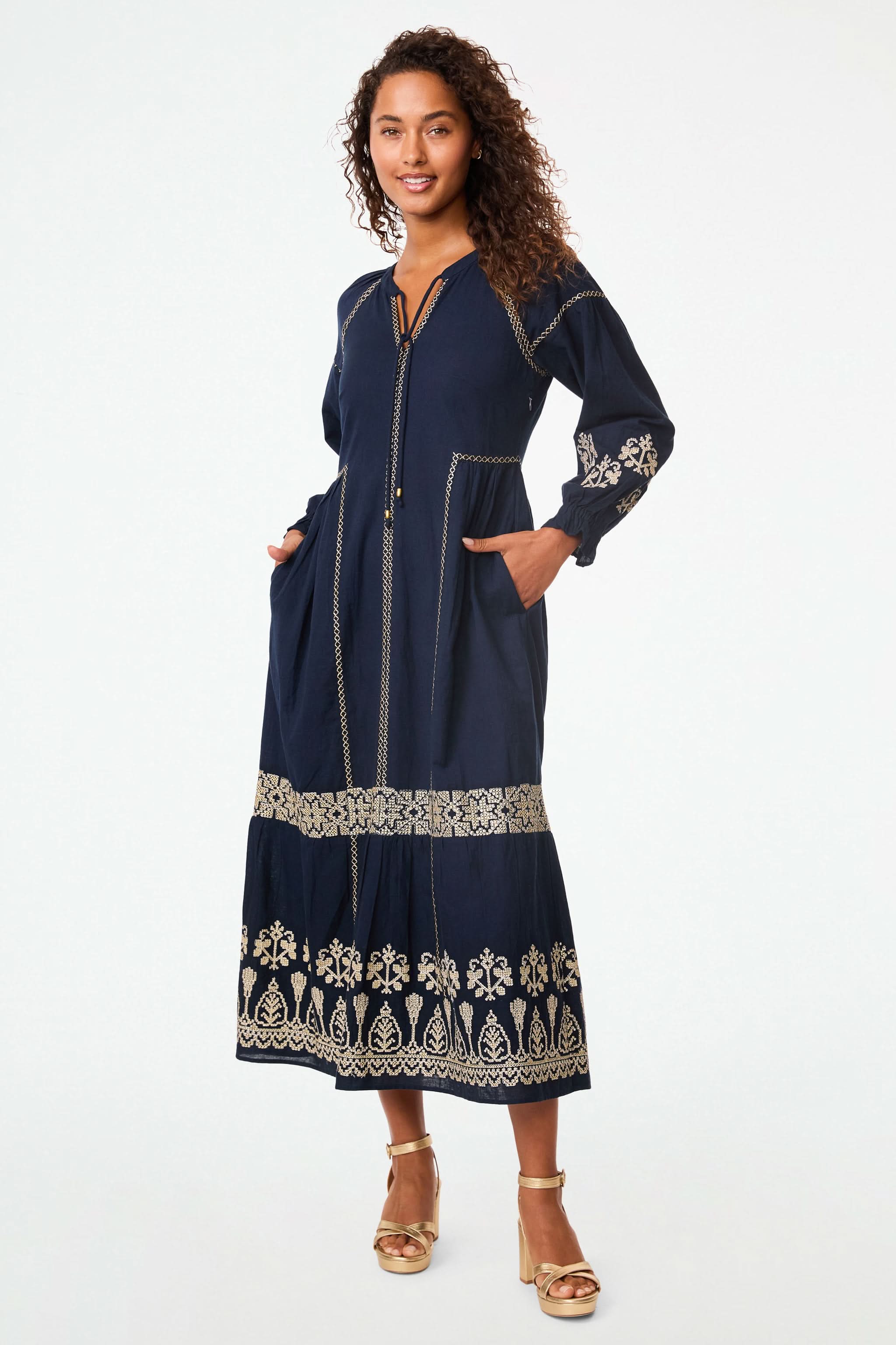 Metallic Cross Stitch Aveline Dress