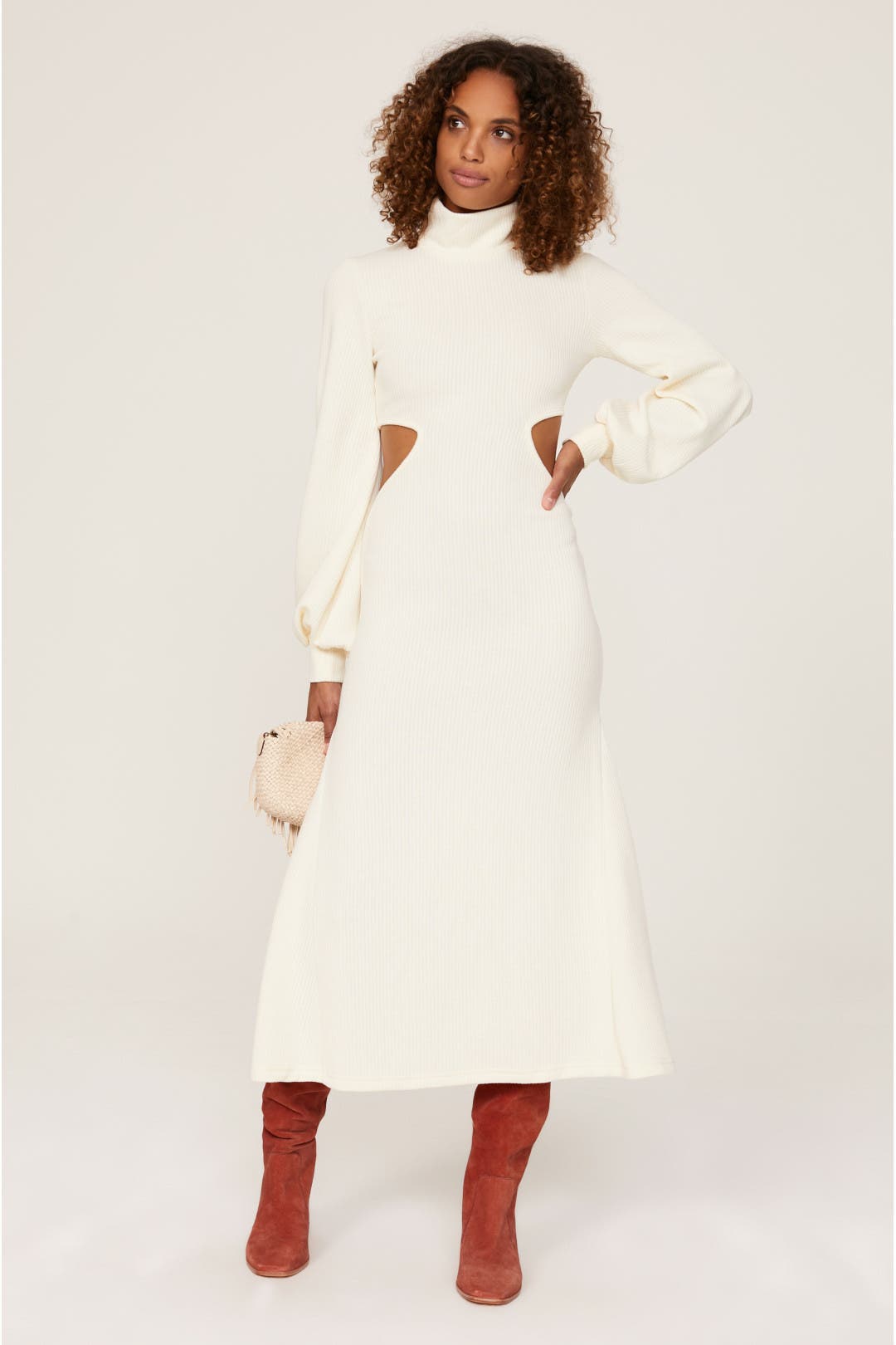 Weworewhat Cutout Sweater Dress White