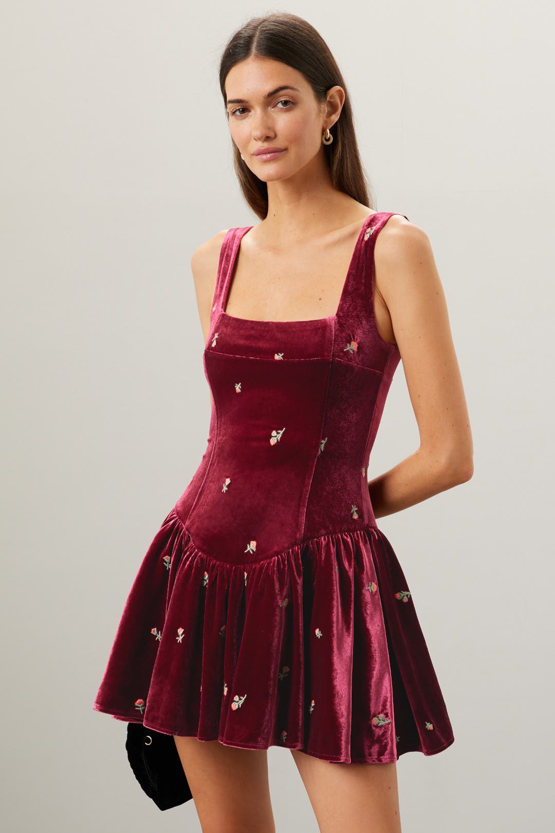Weworewhat Corset Peplum Mini Dress Purple-print