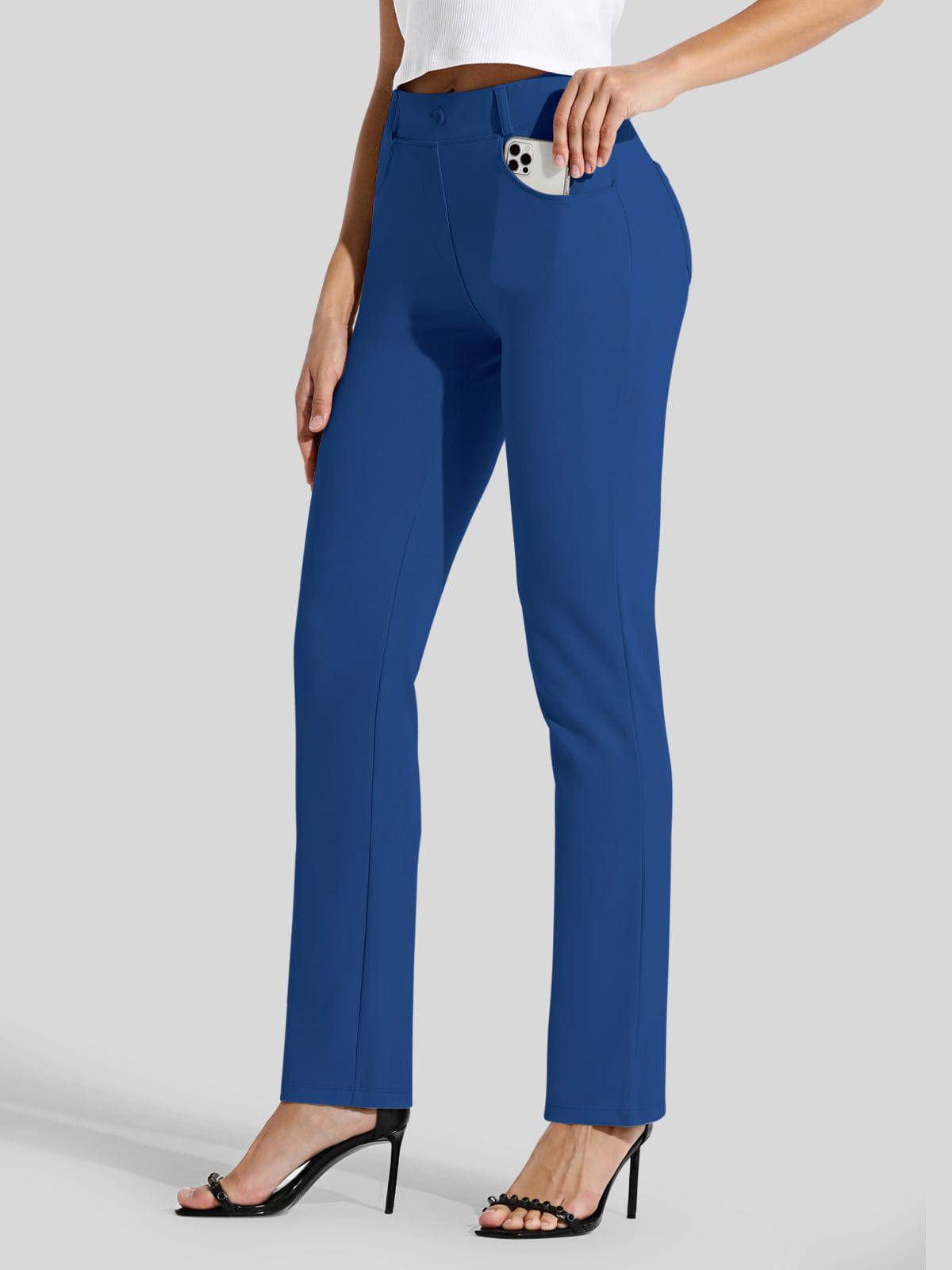 Women's Straight Leg Yoga Dress Pants - Royal Blue M Inch