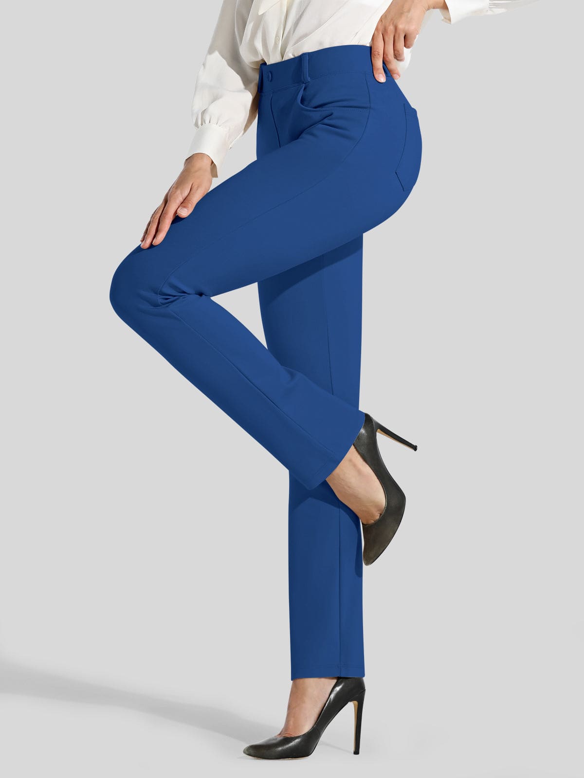 Women's Straight Leg Yoga Dress Pants Petite - Royal Blue Inch