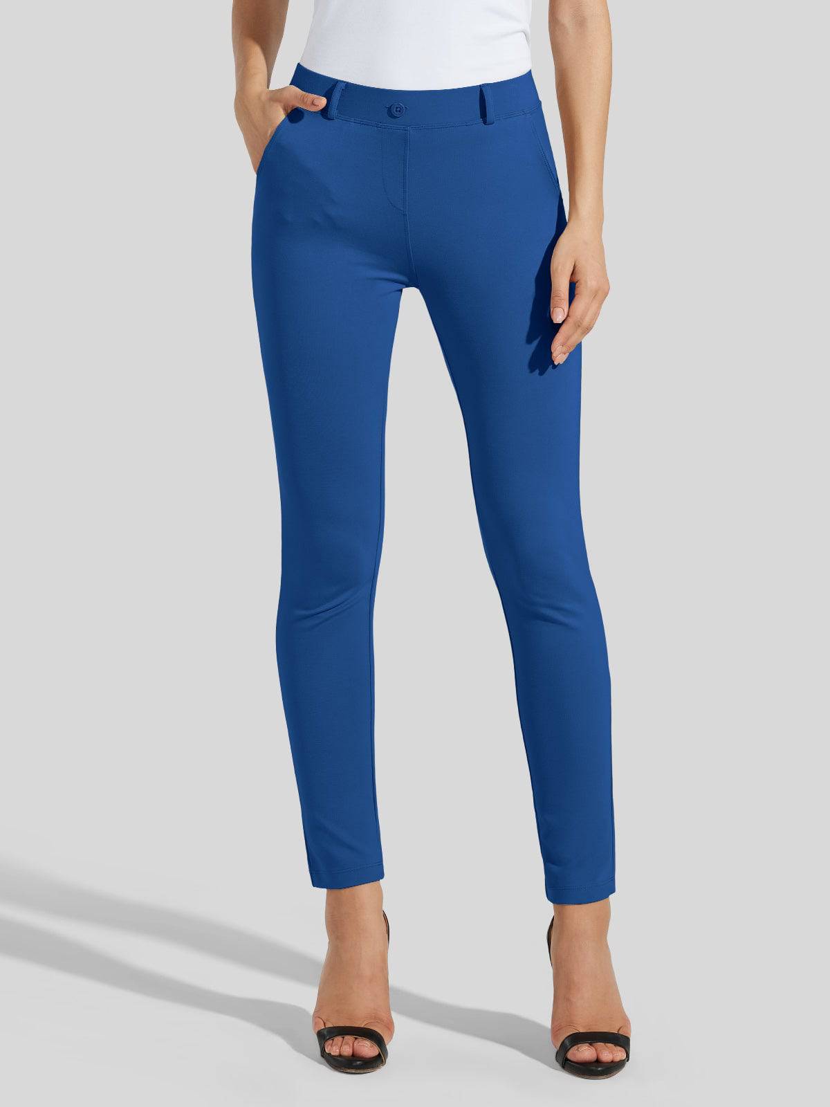 Women's Skinny Yoga Dress Pants - Royal Blue Inch