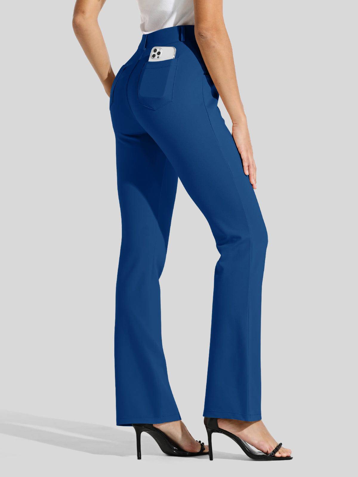 Women's Bootcut Yoga Dress Pants - Deep Blue Inch