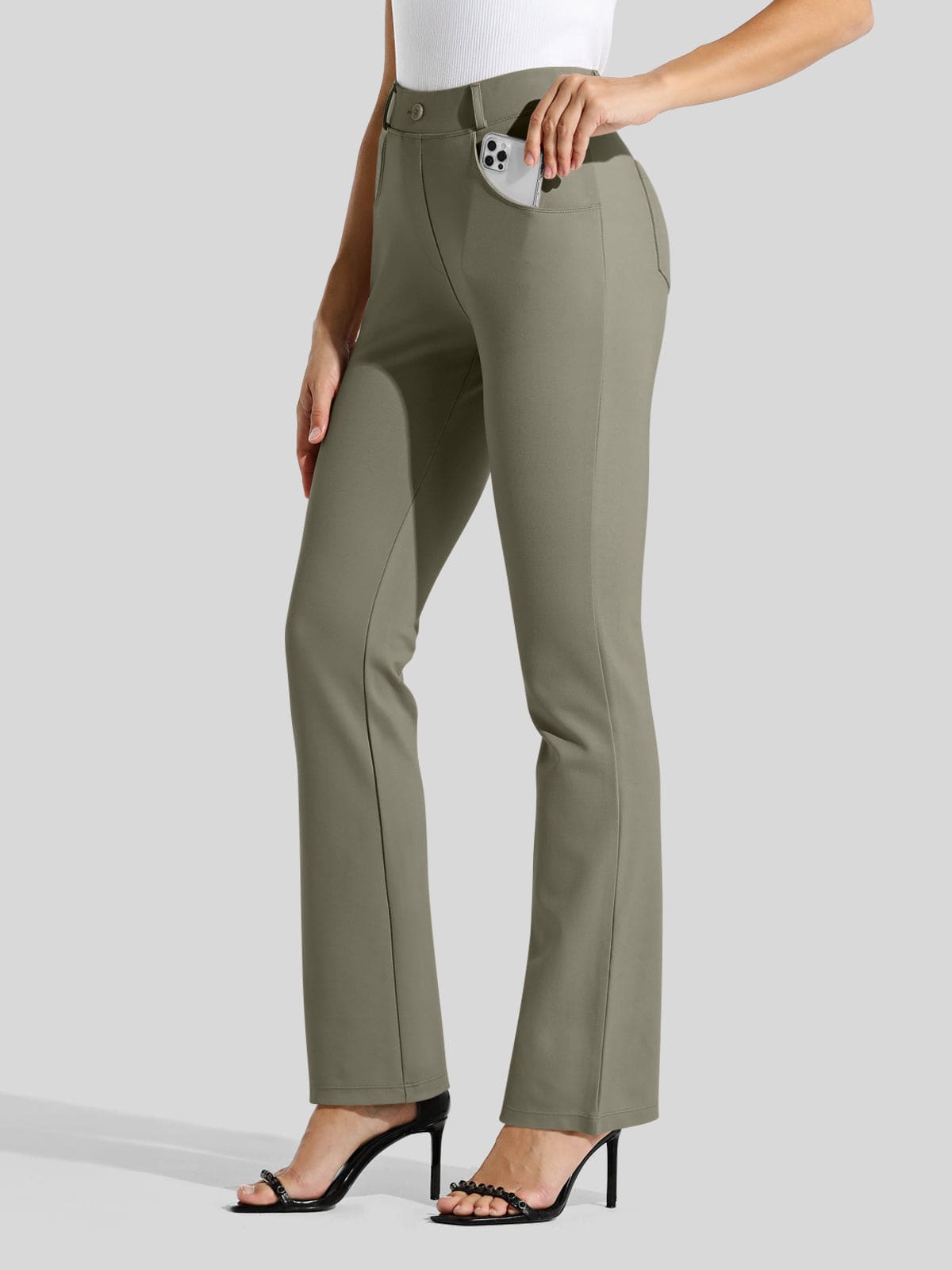 Women's Bootcut Yoga Dress Pants - Sage Green Inch