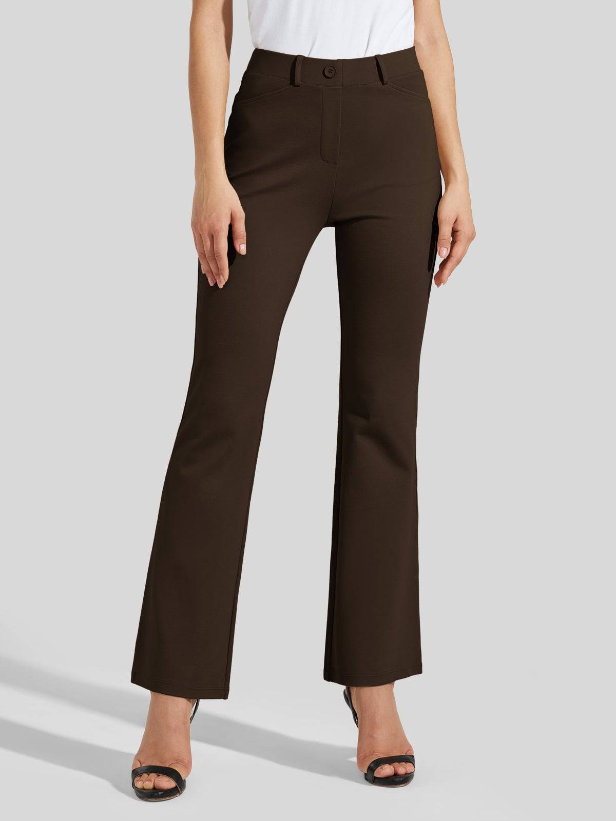Women's Yoga Dress Pants Flared - Brown Inch