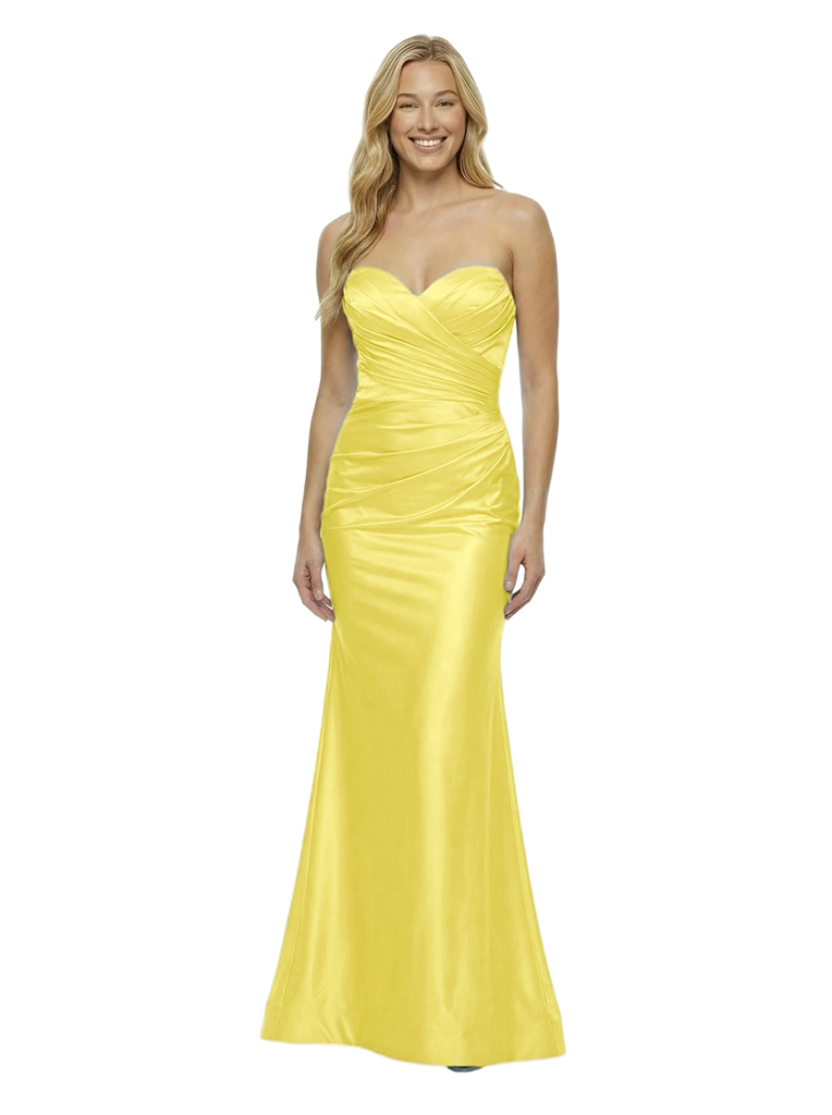 ChicSew Classy Strapless Sweetheart Prom Dress Satin Mermaid Floor Length Formal Evening Gown