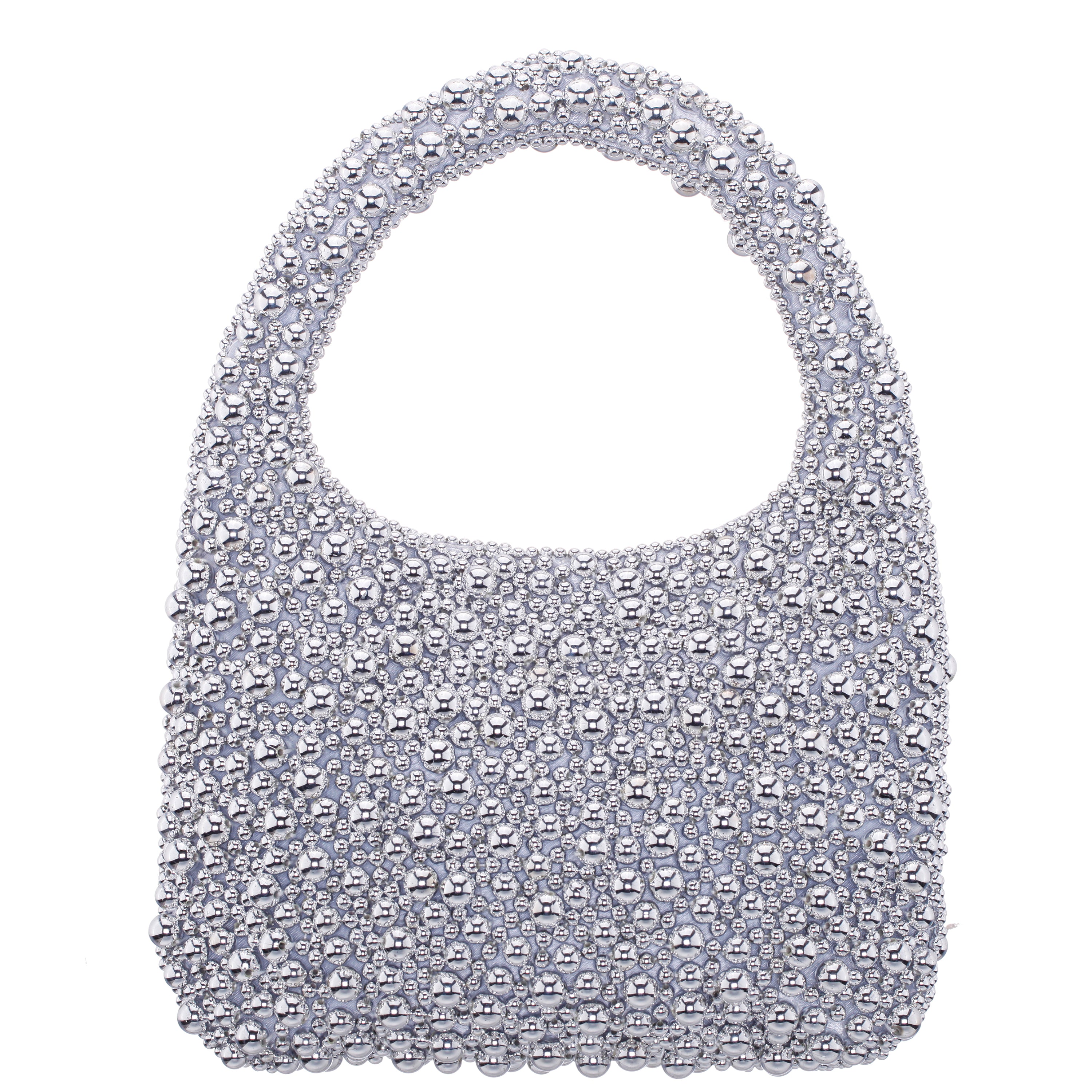 Womens Zariah Silver Plastic Beads Hobo Bag