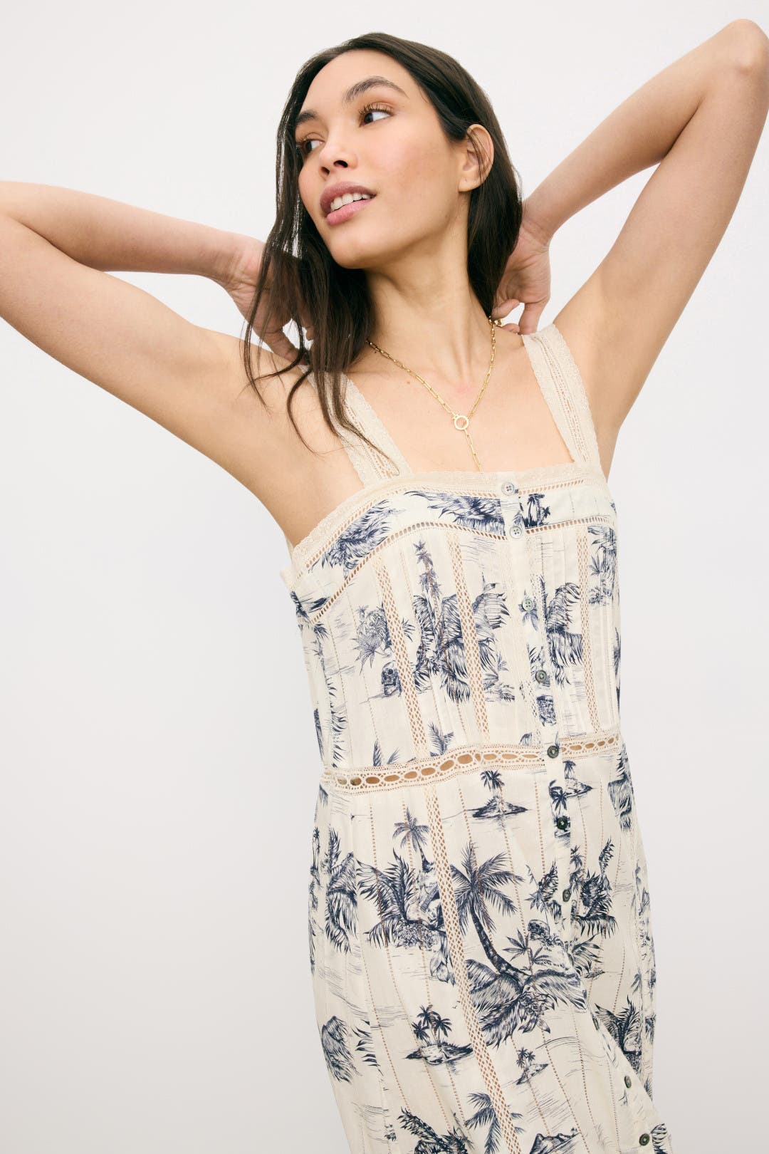 Zadig & Voltaire Renaid Cotton Tropical Island Maxi Dress Cream-blue-print