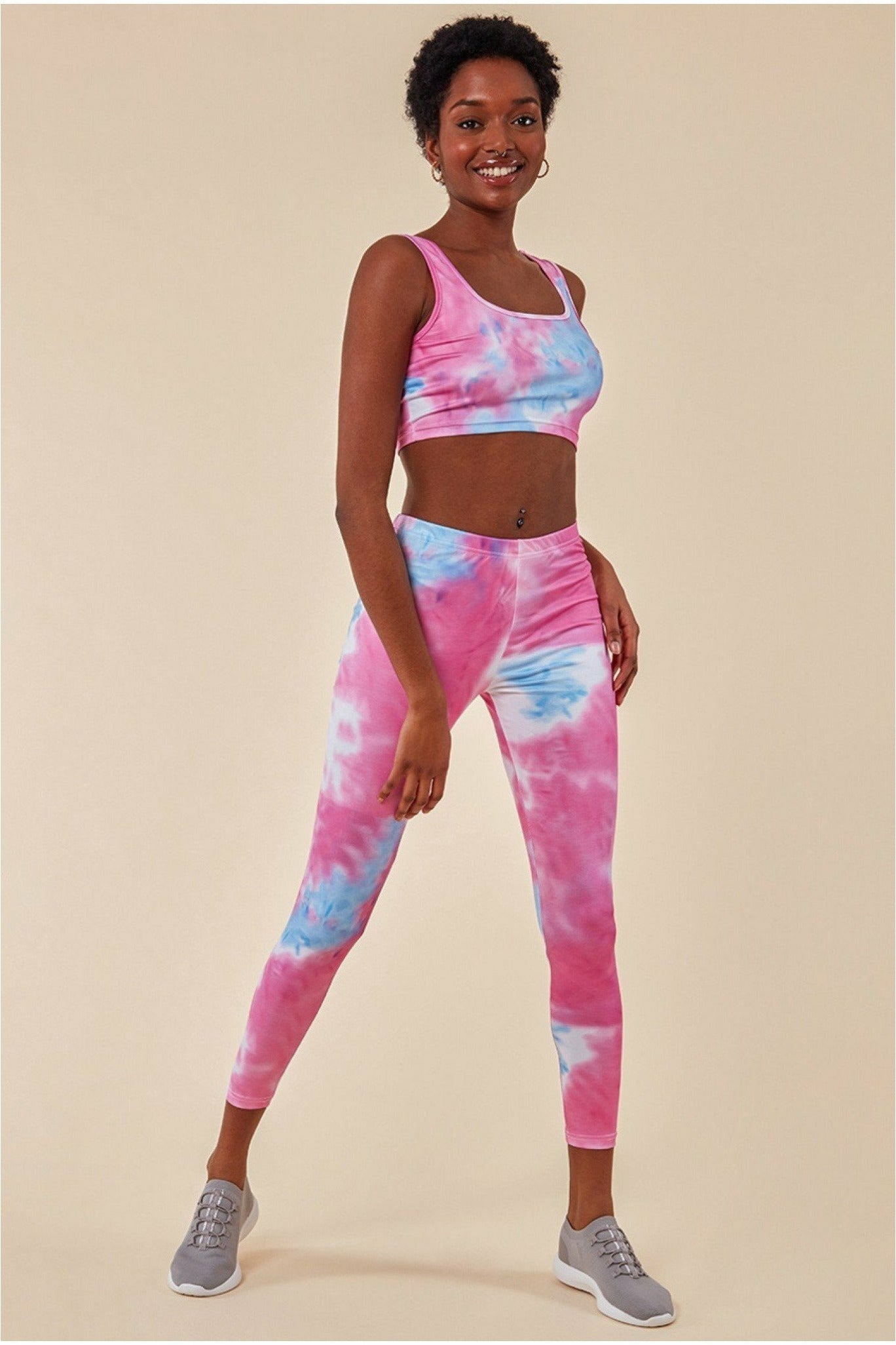 Cosmochic Tie-dye Crop Top With Leggings Set