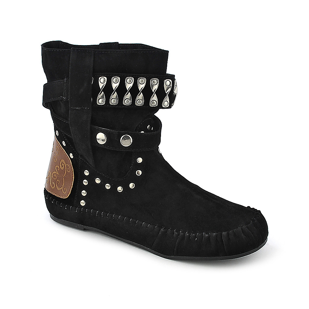 Women Studded Ankle Boot Friends- Black Black Boots Black