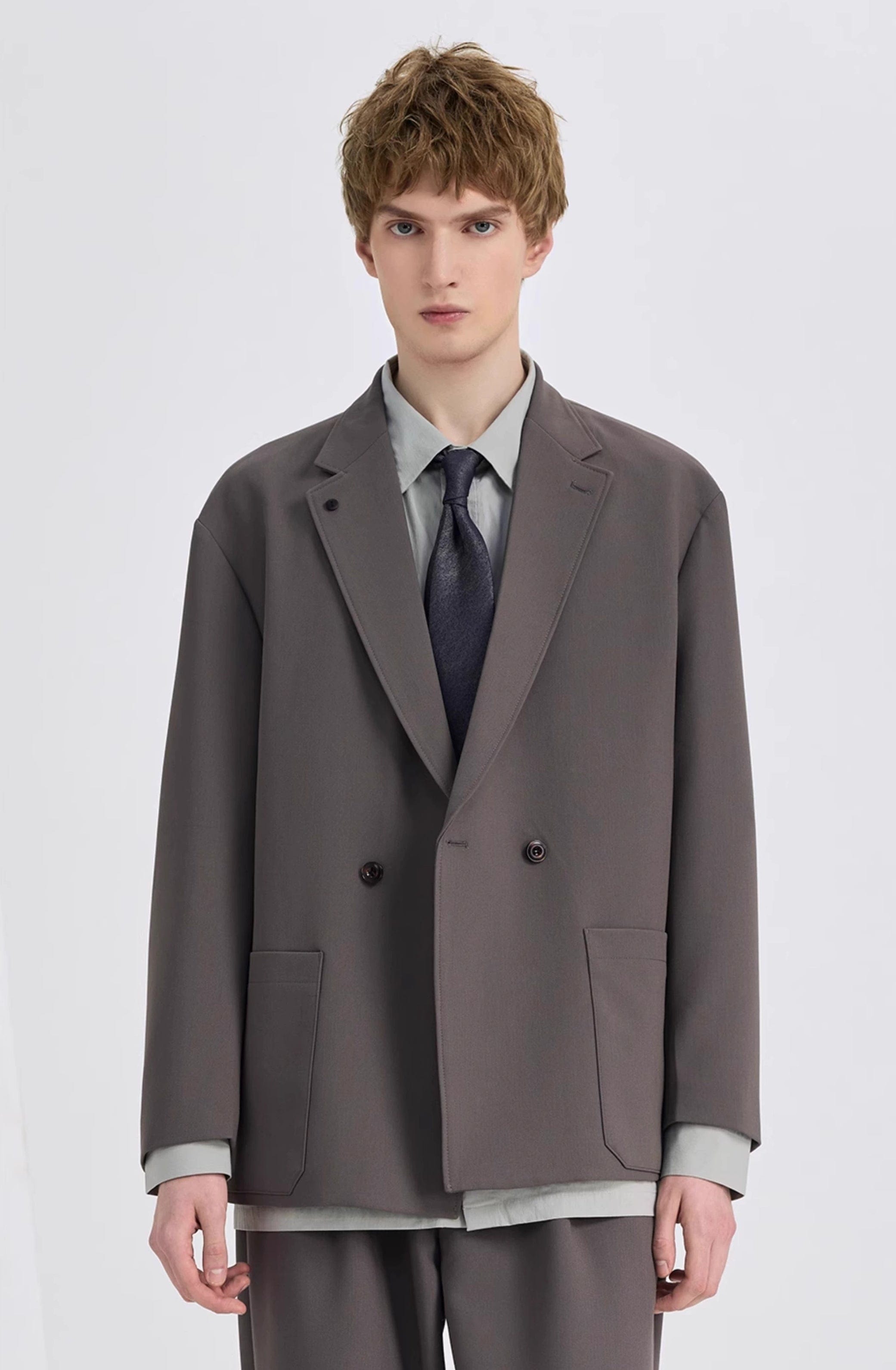 Grey Casual Single Button Mens Blazer - Grey R