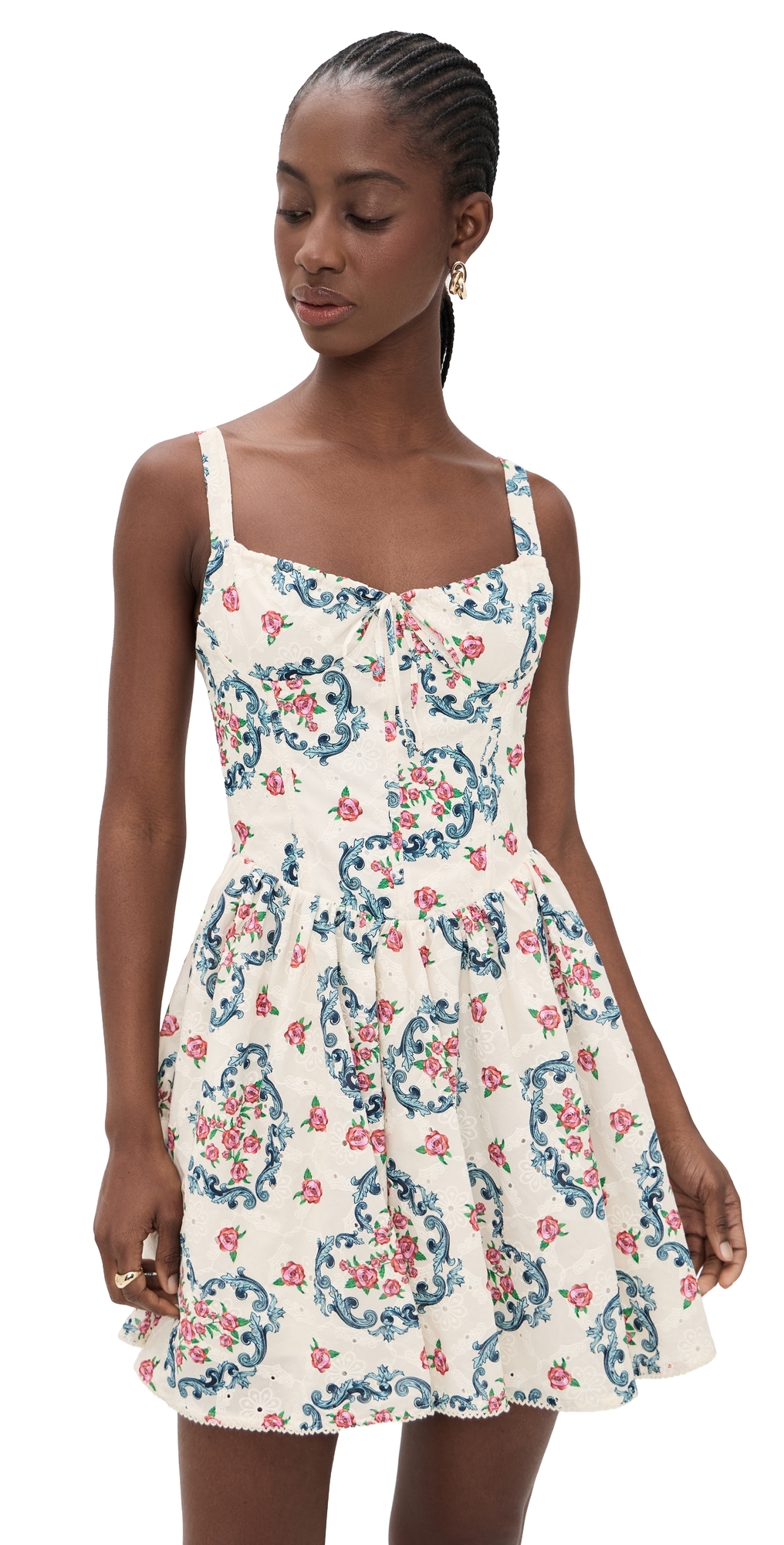 Agua Bendita Spring Underwire Eyelet Cherish Mini Dress Multicolor