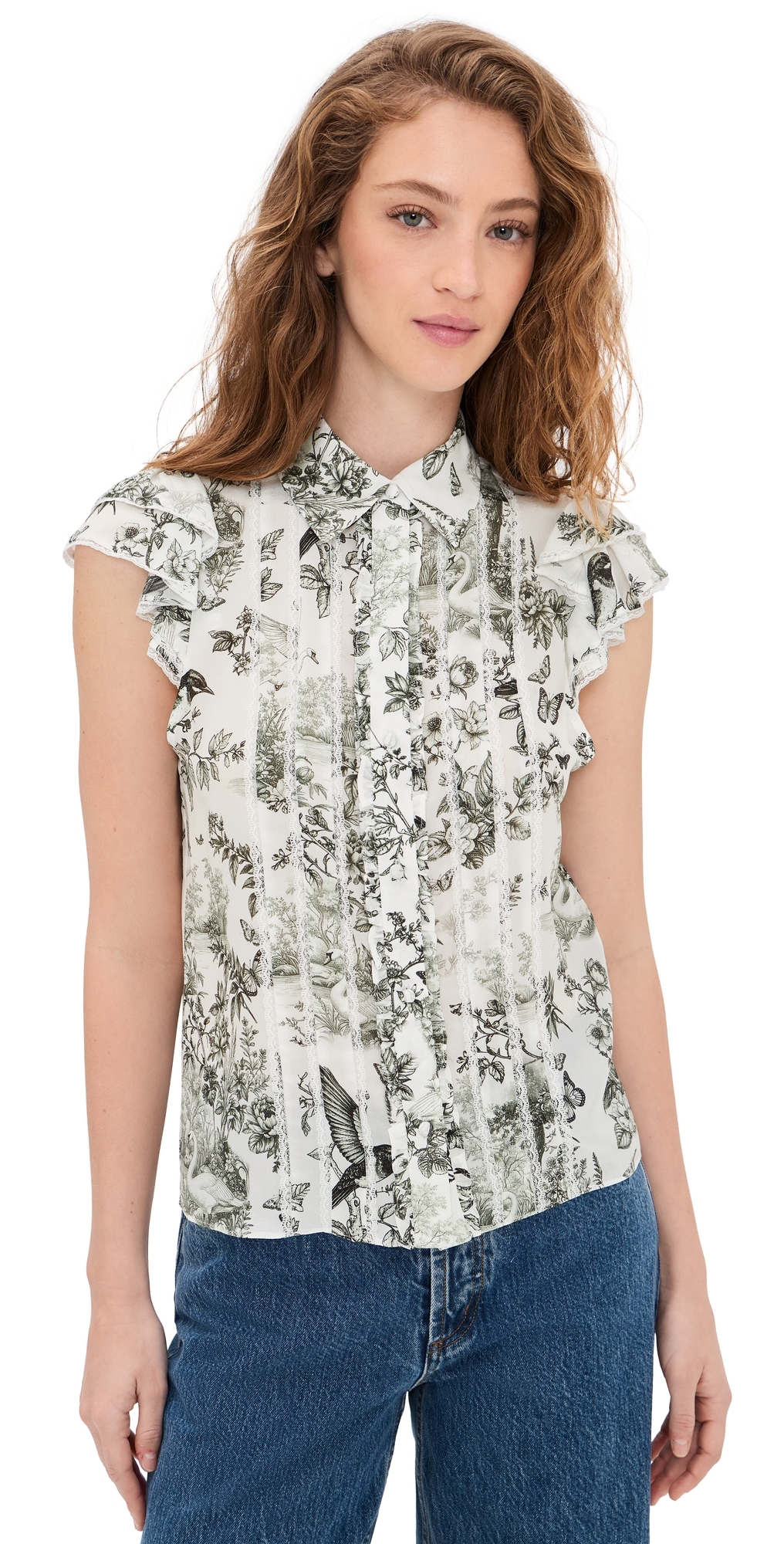 ALICE + OLIVIA Minda Ruffle Blouse Daybreak