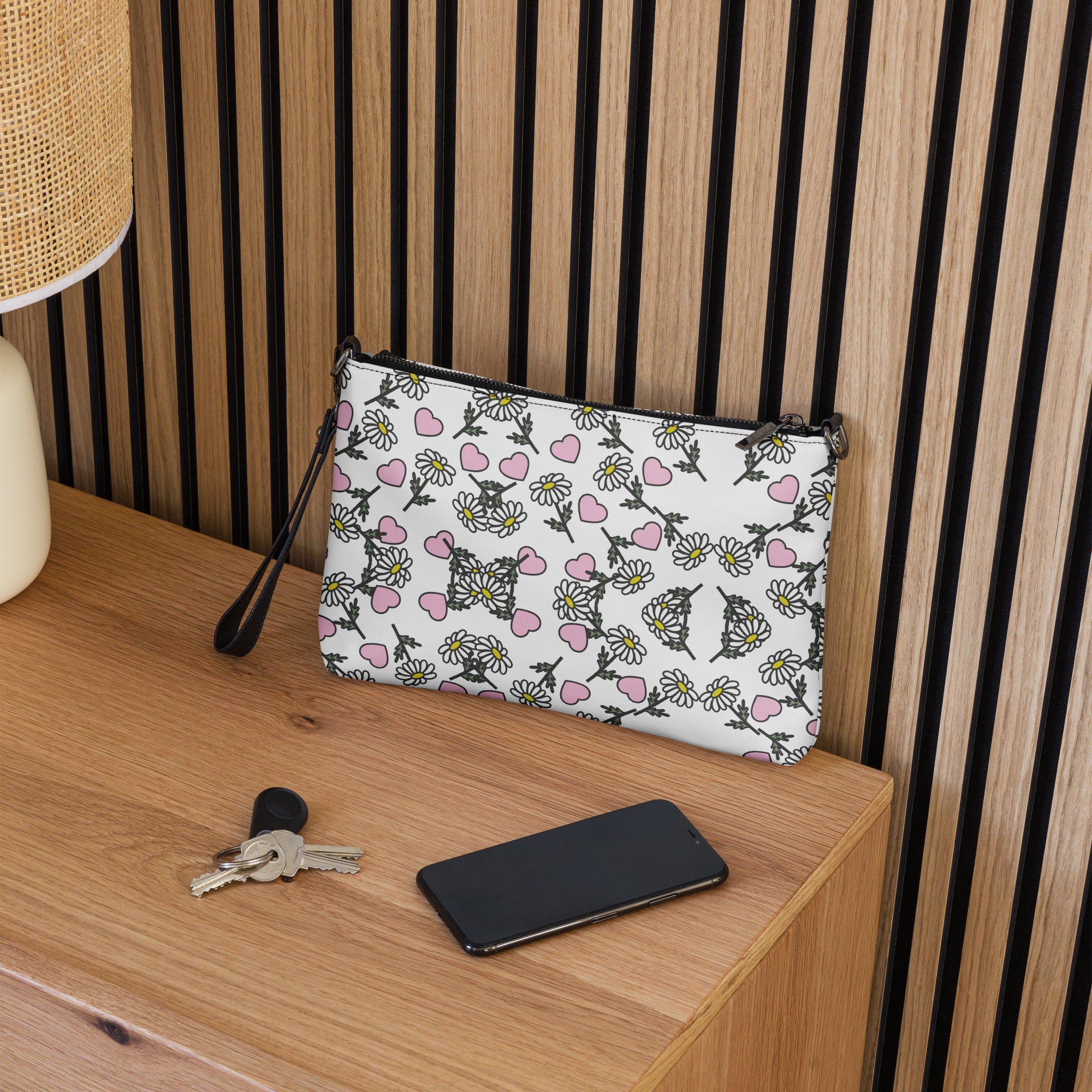 Pink Hearts & Daisies Crossbody Bag Gift for Her