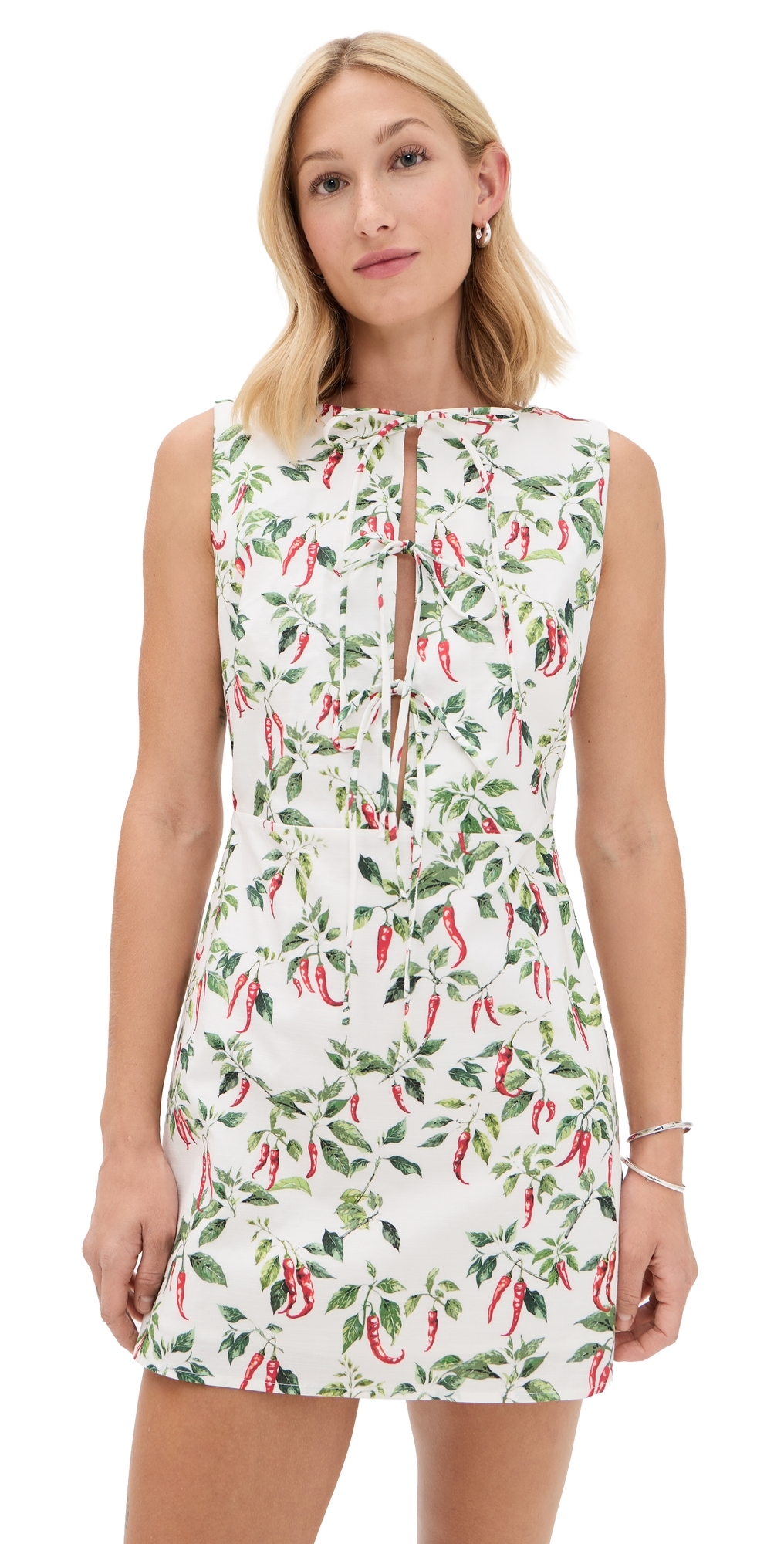 Another Girl Chili Print Tie Front Mini Dress Multi