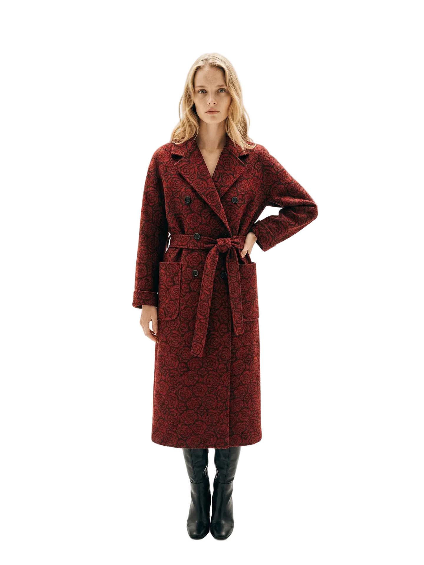 Double Breasted Long Coat - L True Red WC-