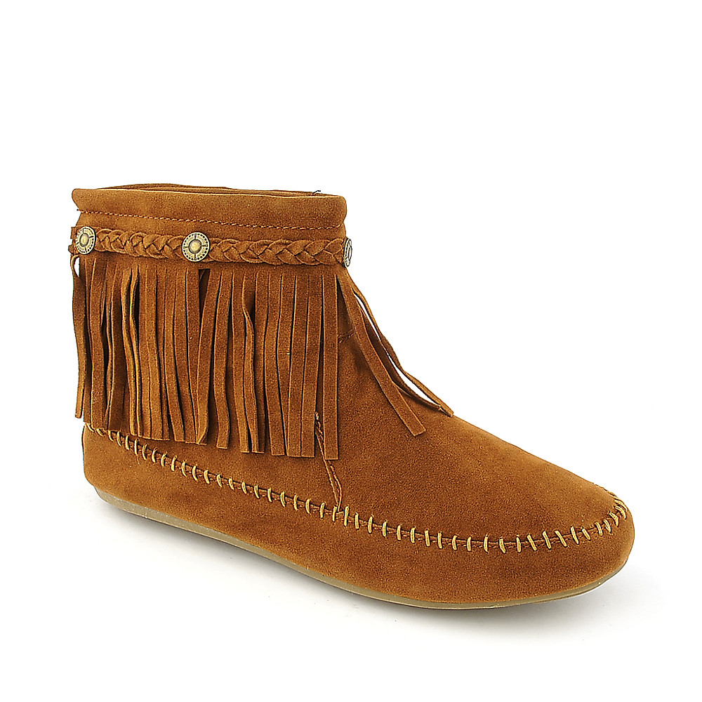Women Women's Fringe Ankle Boot Cherokee- Dark Tan Boots Dark Tan