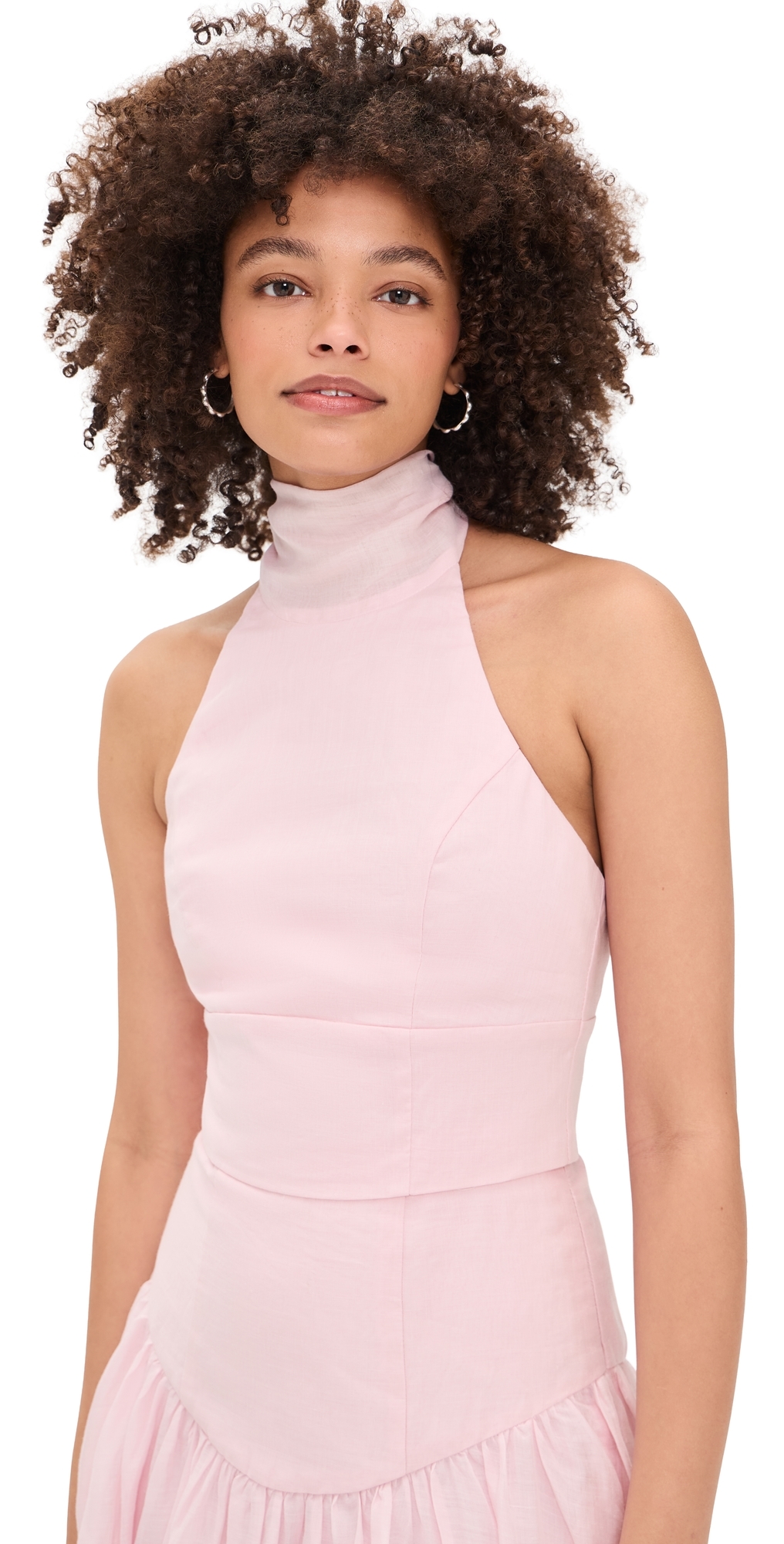BARDOT Harlow Ramie Halter Top Bliss Pink