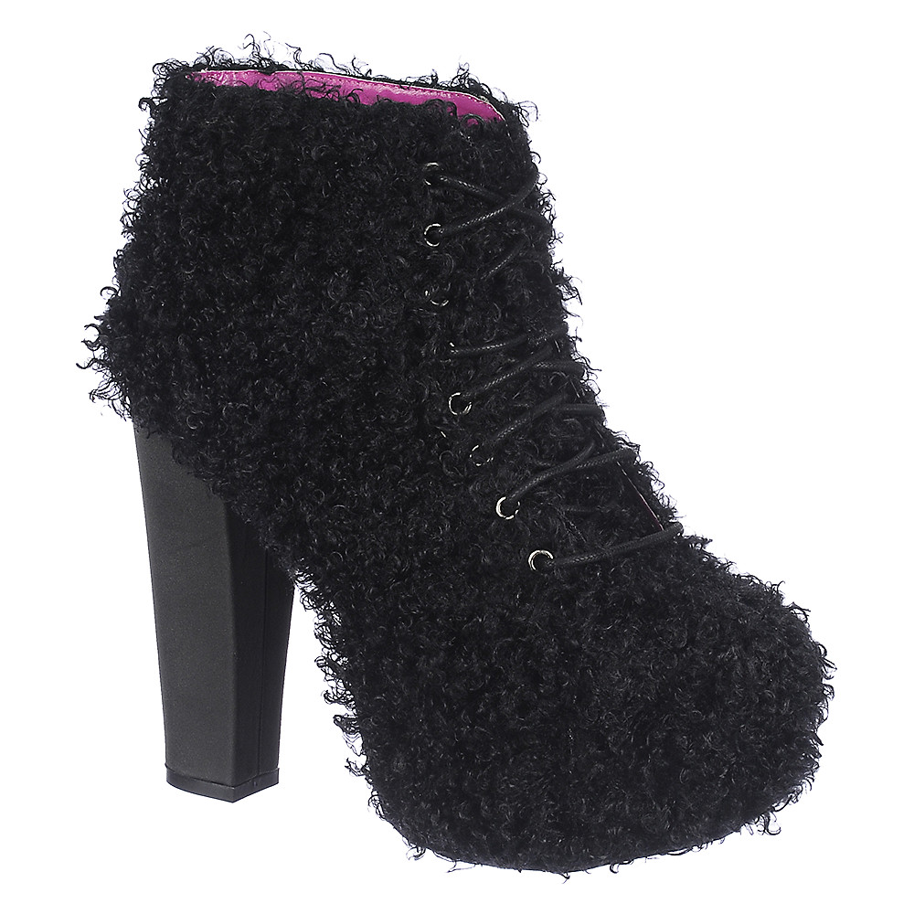 Women Platform Ankle Bootie Silla Black Black Boots Black