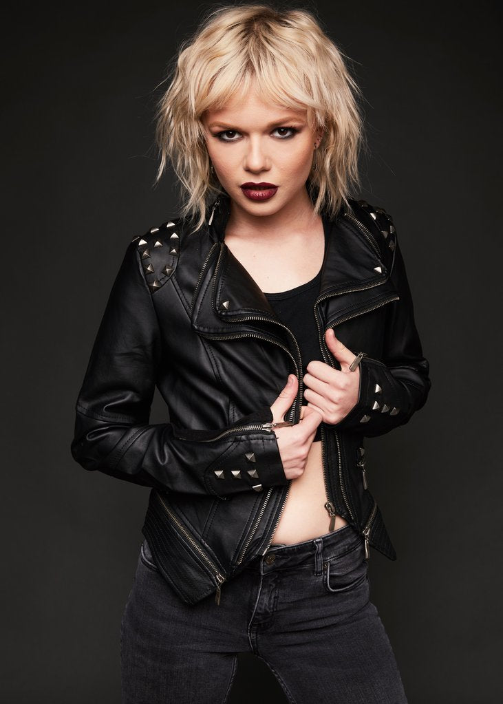 Rockstar Black Studded Moto Biker Jacket - S black
