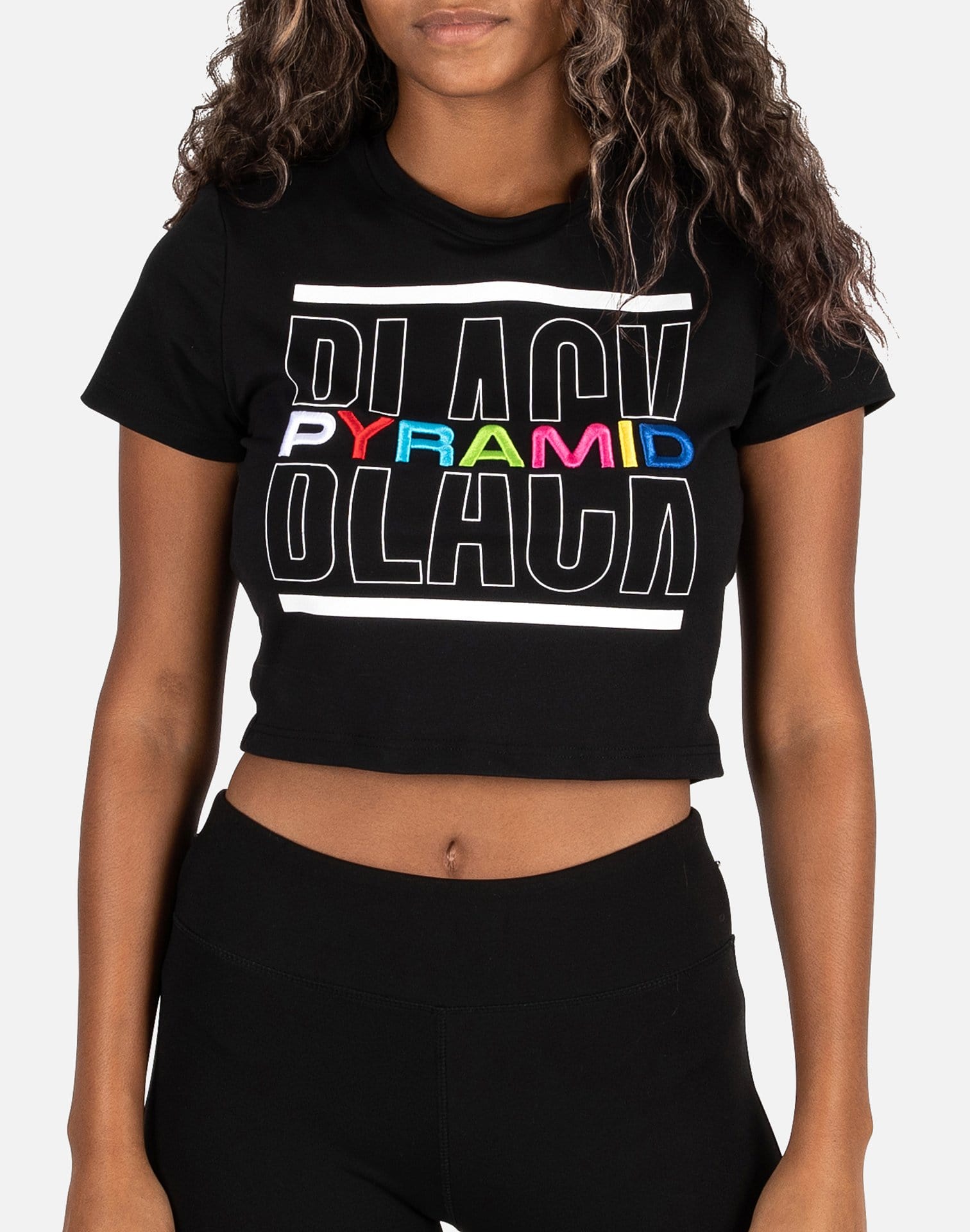 Black Pyramid SPLIT TEXT CROP TOP