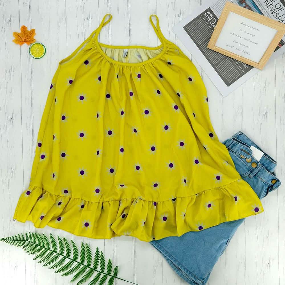 Blouse Floral Strap Top - Yellow