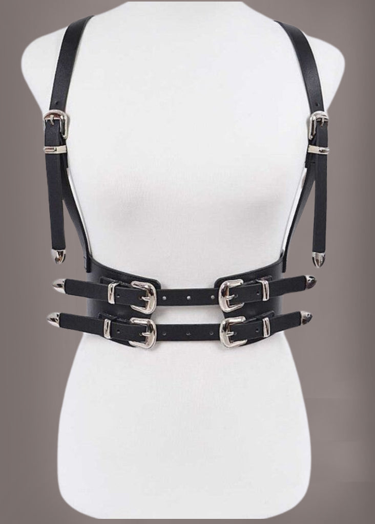 Buckle Suspender Harness Corset Belt - BLACKGOLD OS