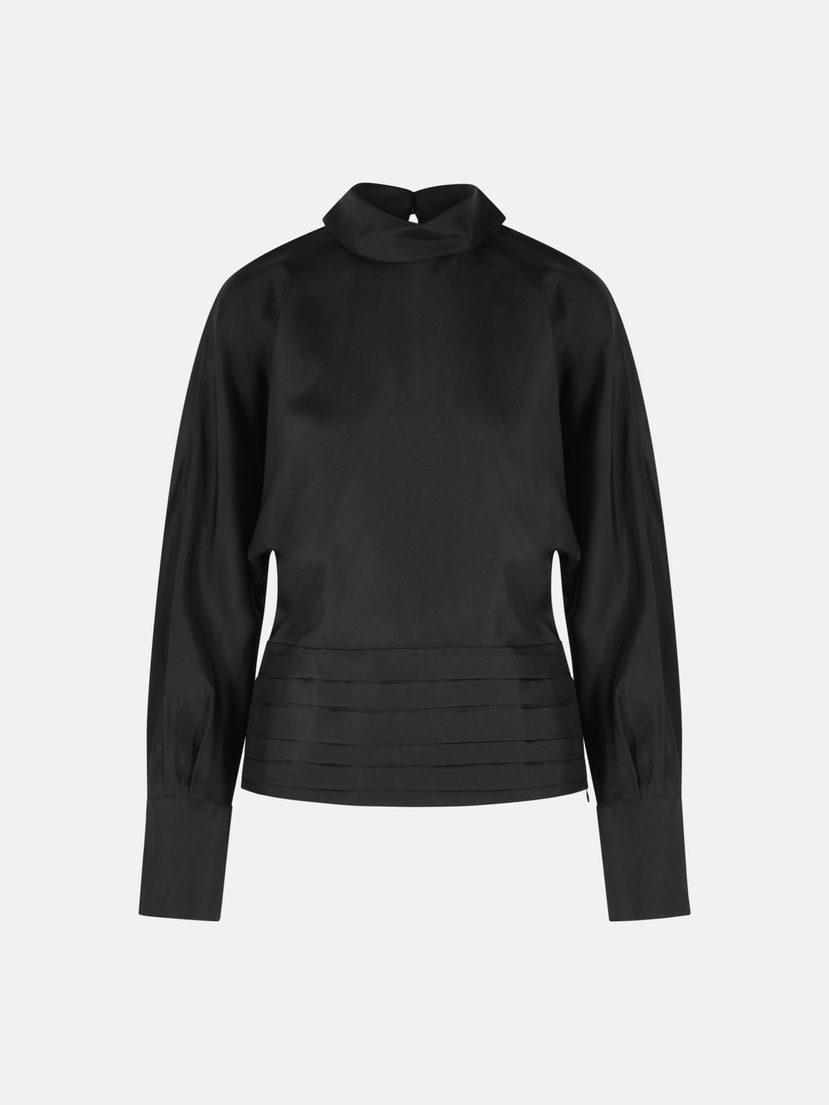 RÓHE 'Tuxedo' Black Silk Blouse