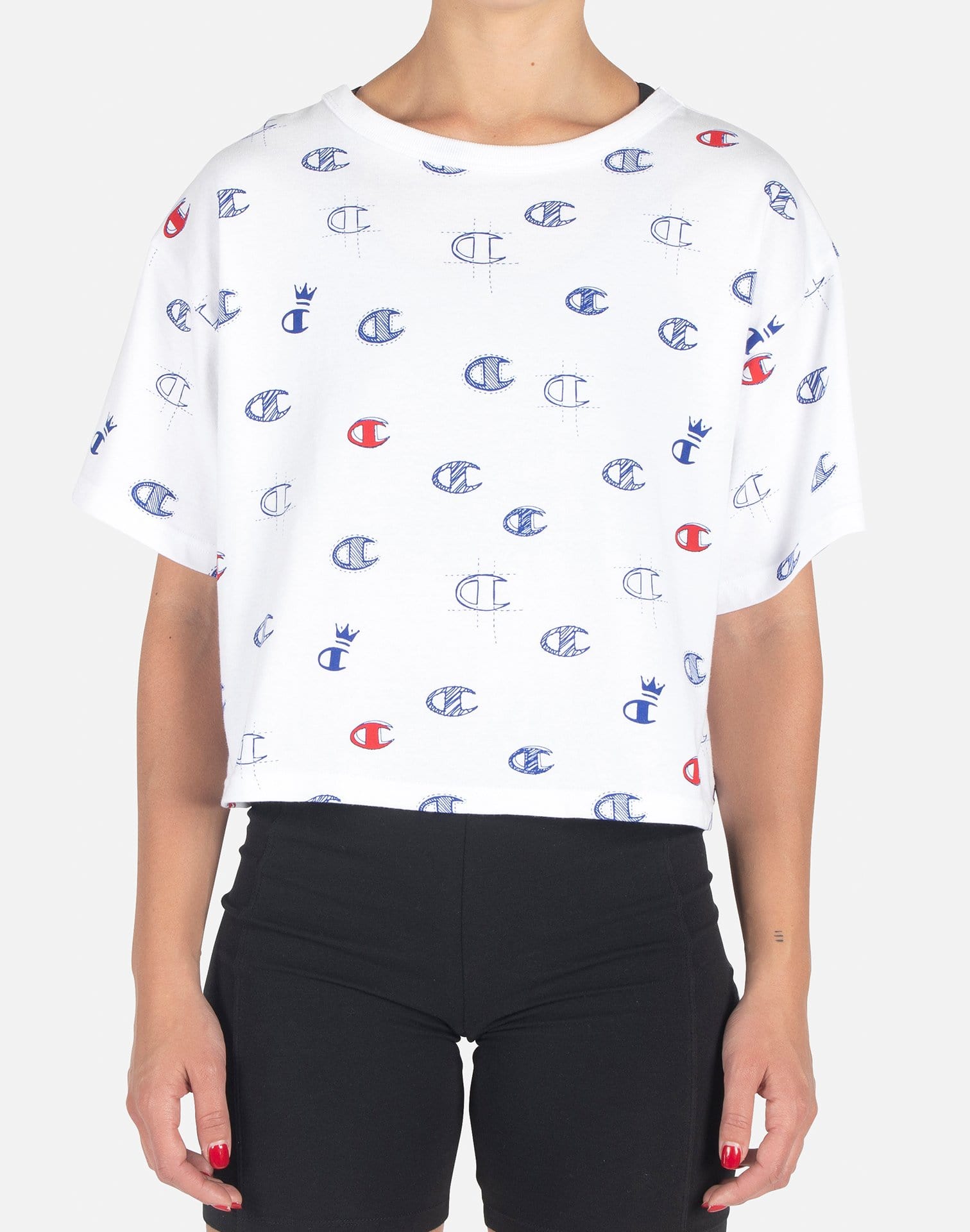 Champion ALL-OVER PRINTED LOGO CROP TOP