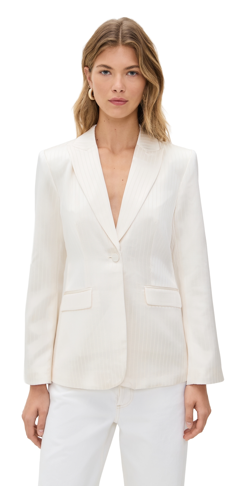 Cinq à Sept Georgia Satin Stripe Cheyenne Blazer Ivory