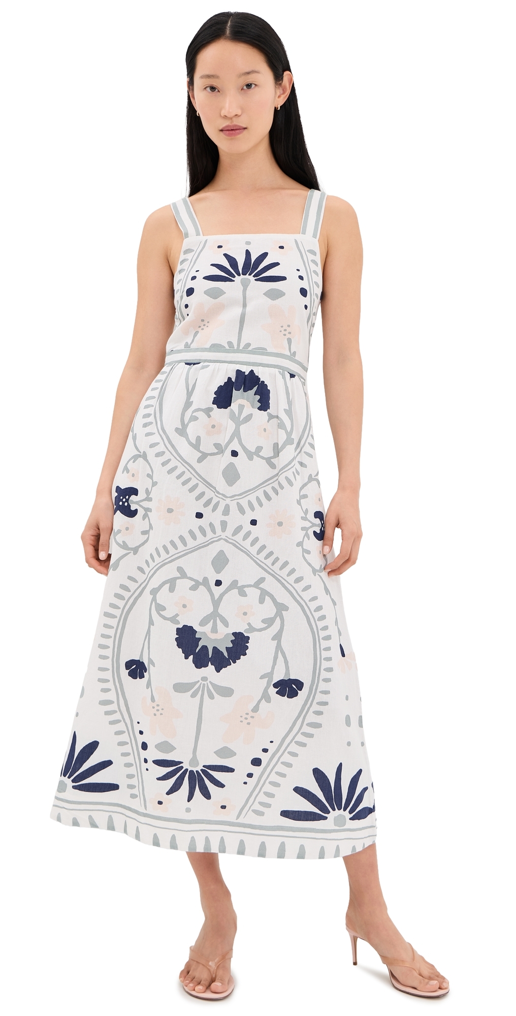 Cleobella Carmen Midi Dress Liliana Blue Surf Print