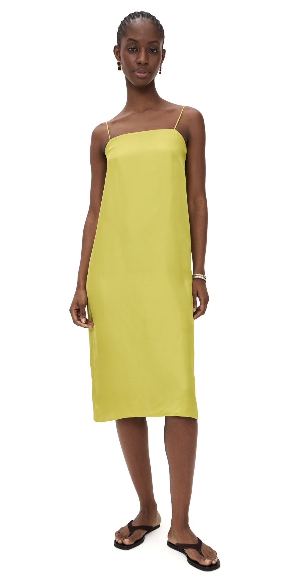 Comme Si Everyday Silk Dress Chartreuse