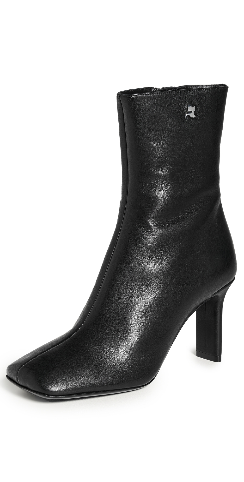 Courrèges Square Toe Nappa Ankle Boots mm Black