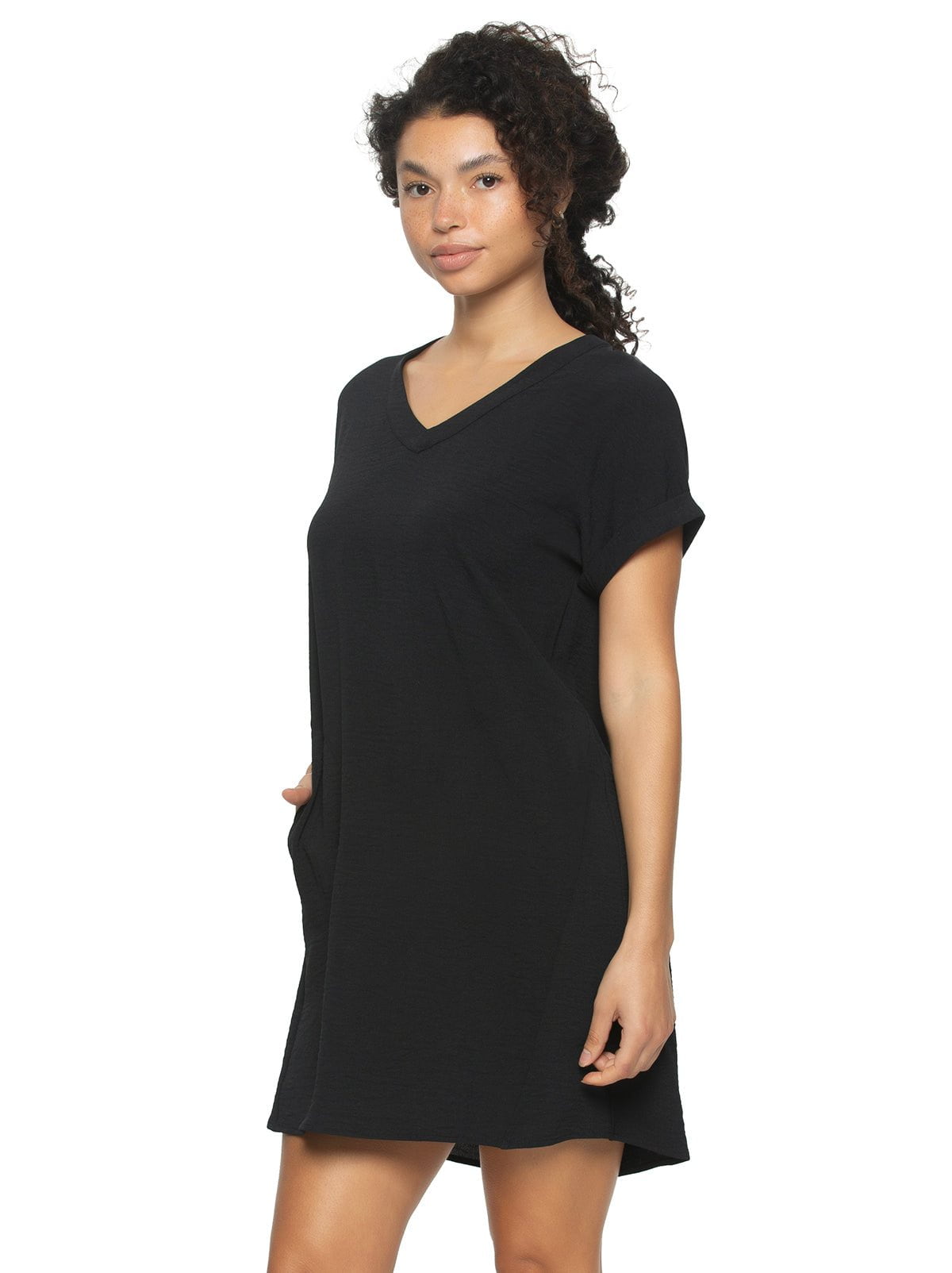 Cruise Short Sleeve Pocket Dress, Black X