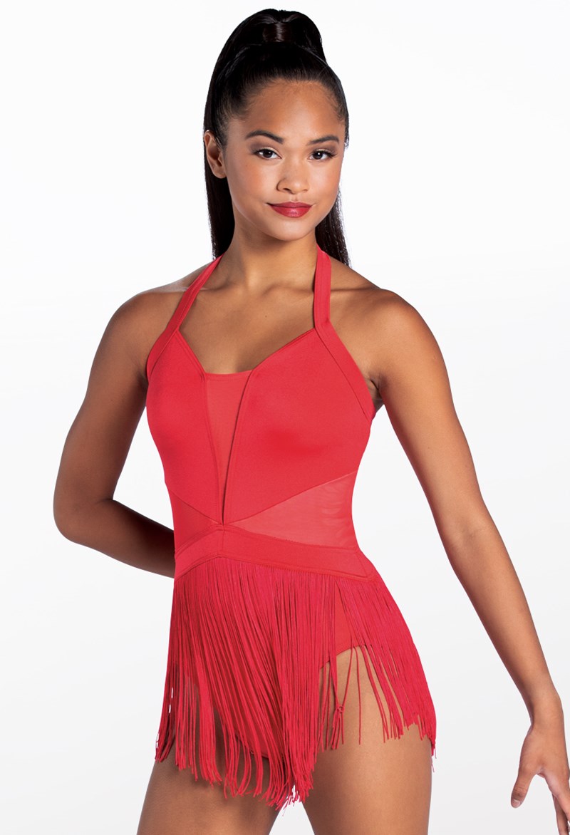 Lustre Fringe Halter Dress - Red - Large Child - Dance Dress D