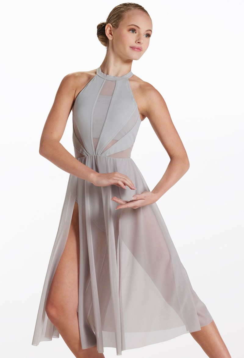 High Neck Halter Dress - Soft Gray - Medium Adult - Dance Dress D